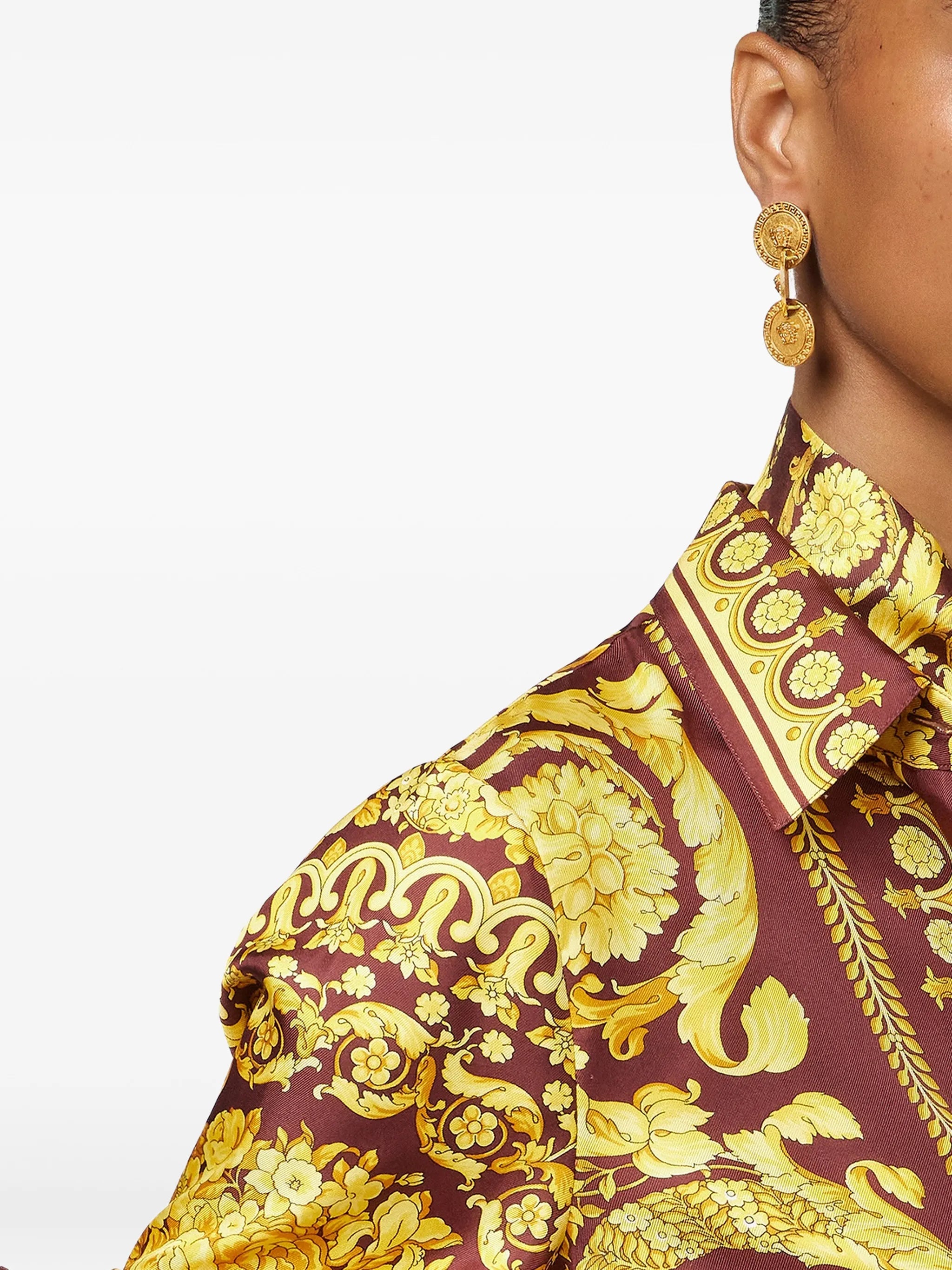 Medusa pendant drop earrings