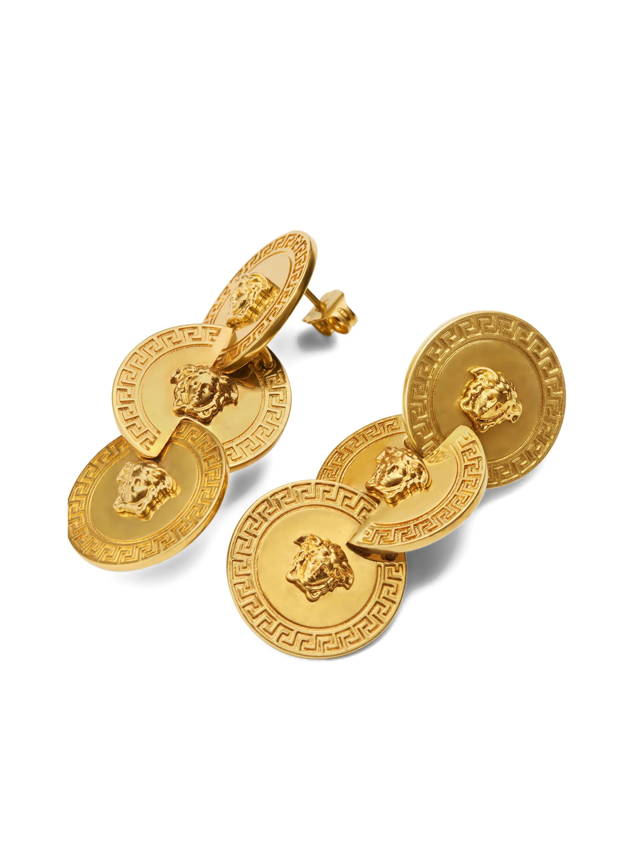 Medusa pendant drop earrings