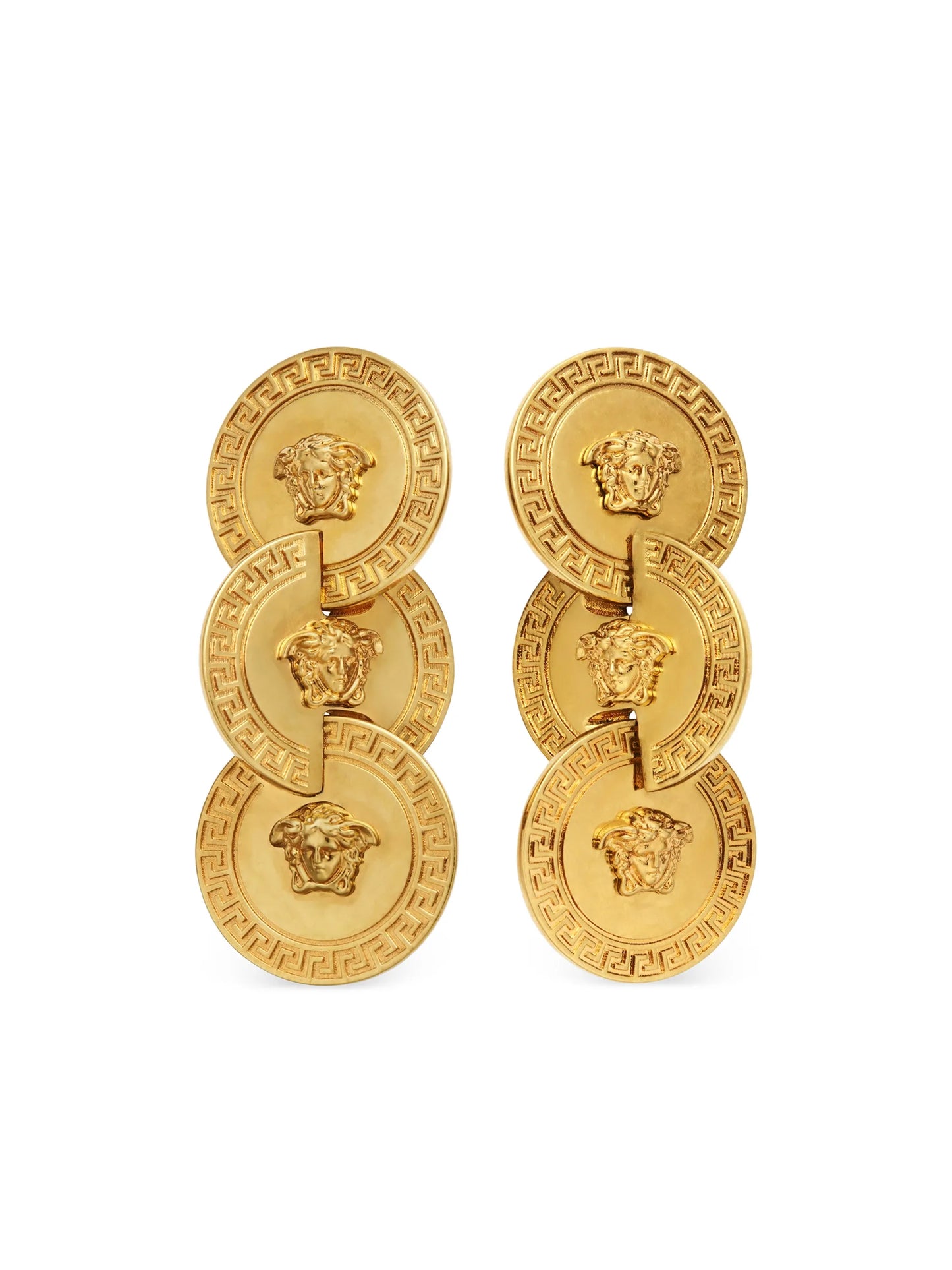 Medusa pendant drop earrings