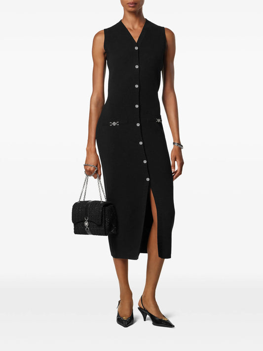 button-fastening midi dress