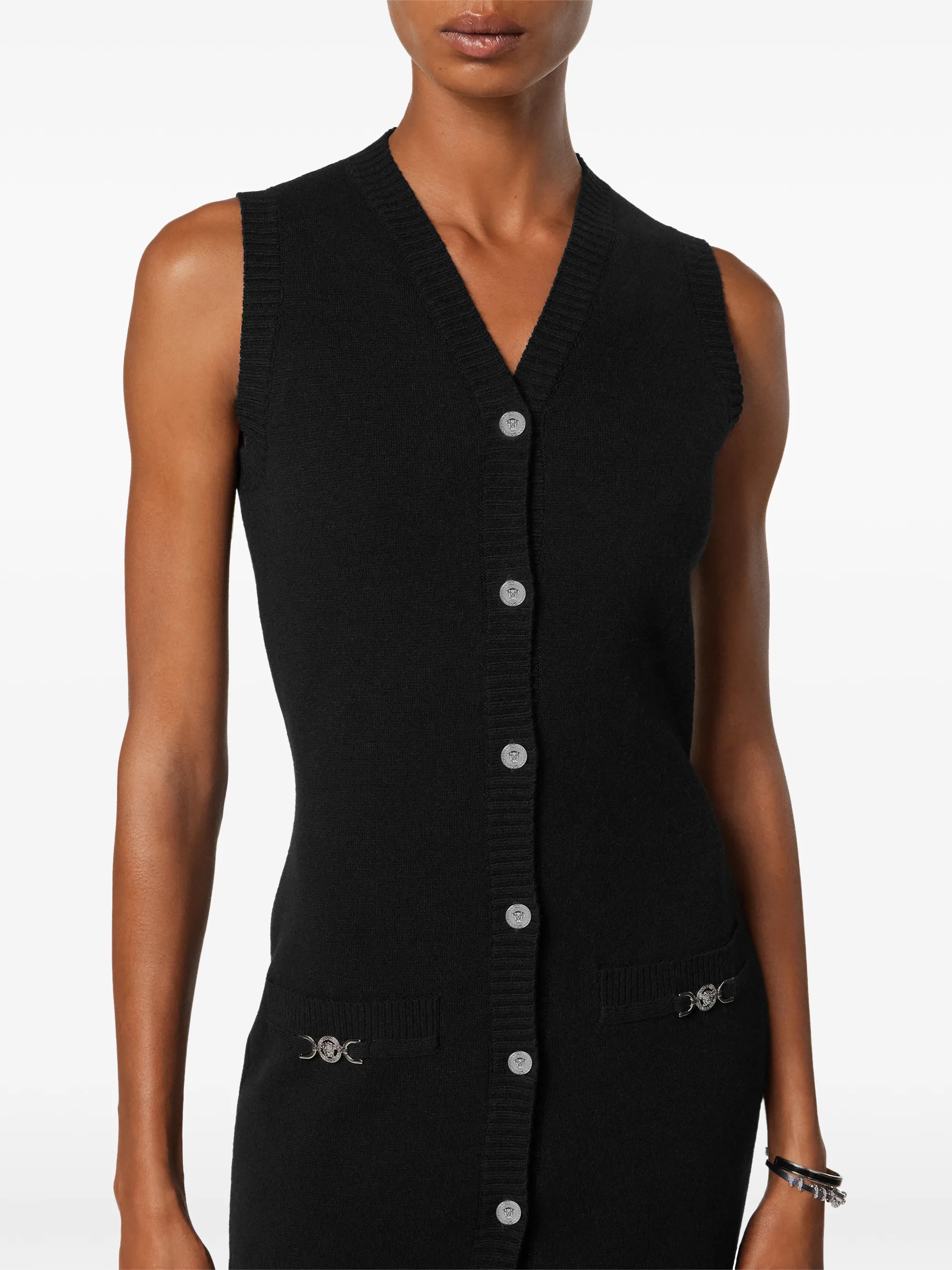 button-fastening midi dress