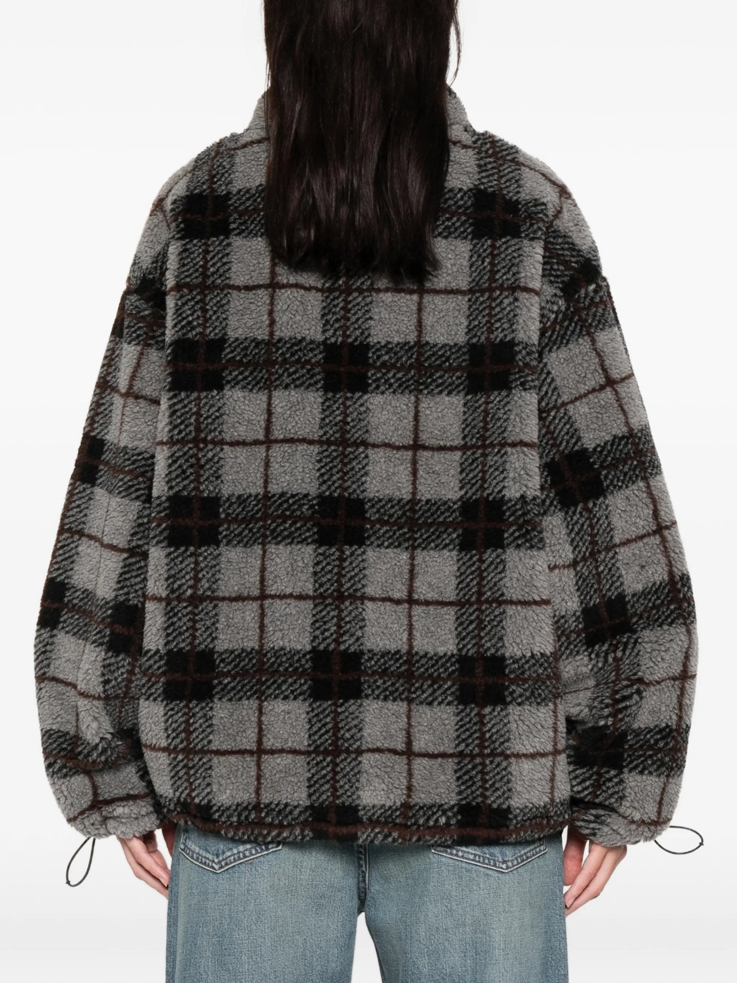 plaid-pattern zip-fastening sweatshirt