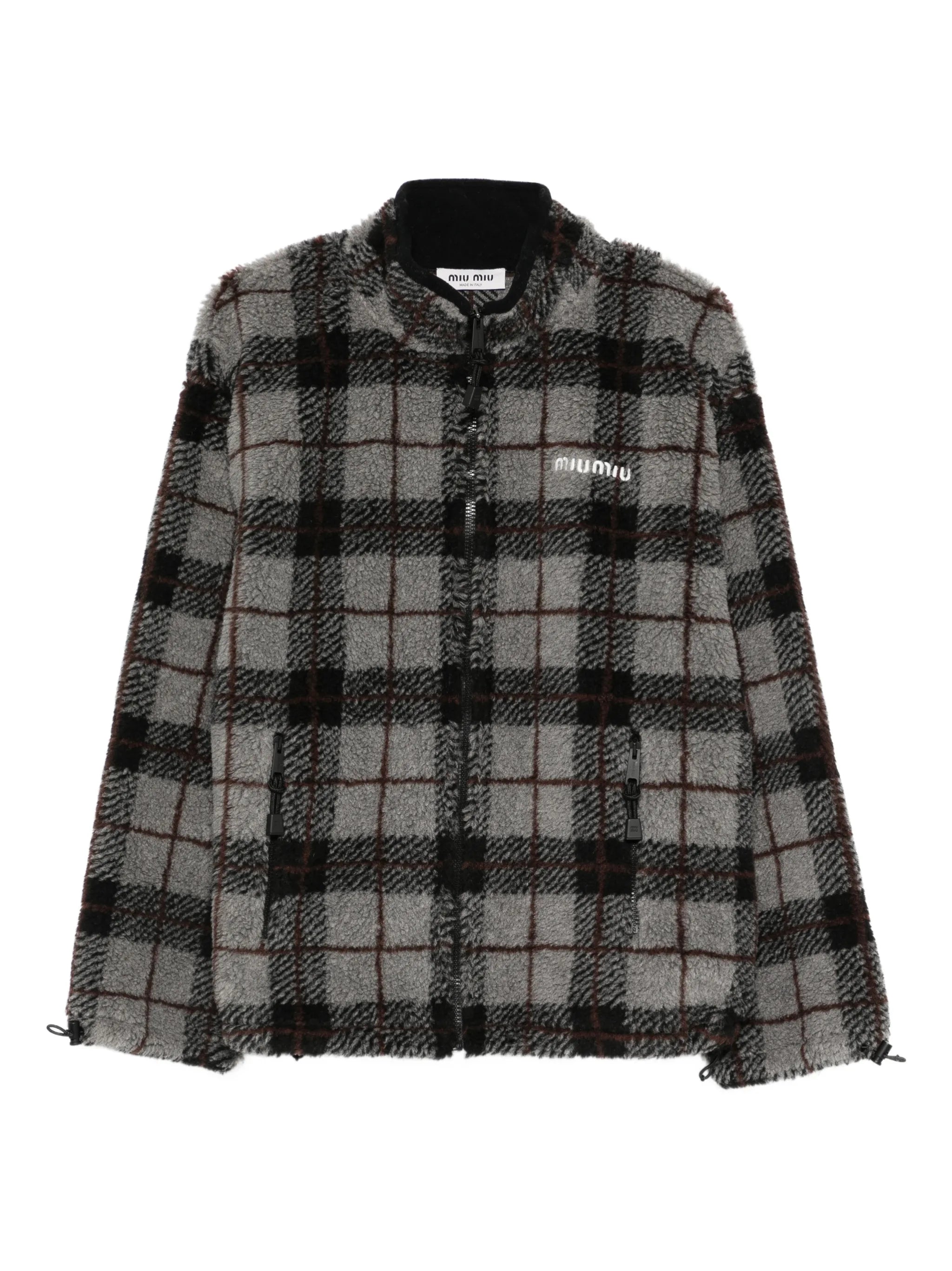 plaid-pattern zip-fastening sweatshirt