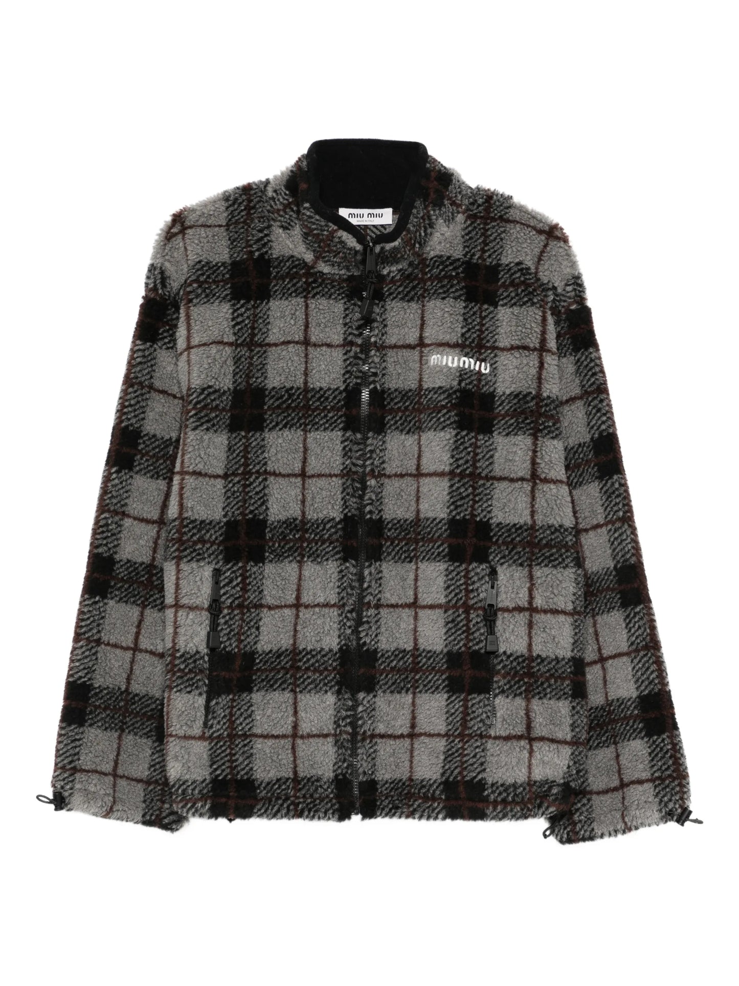 plaid-pattern zip-fastening sweatshirt