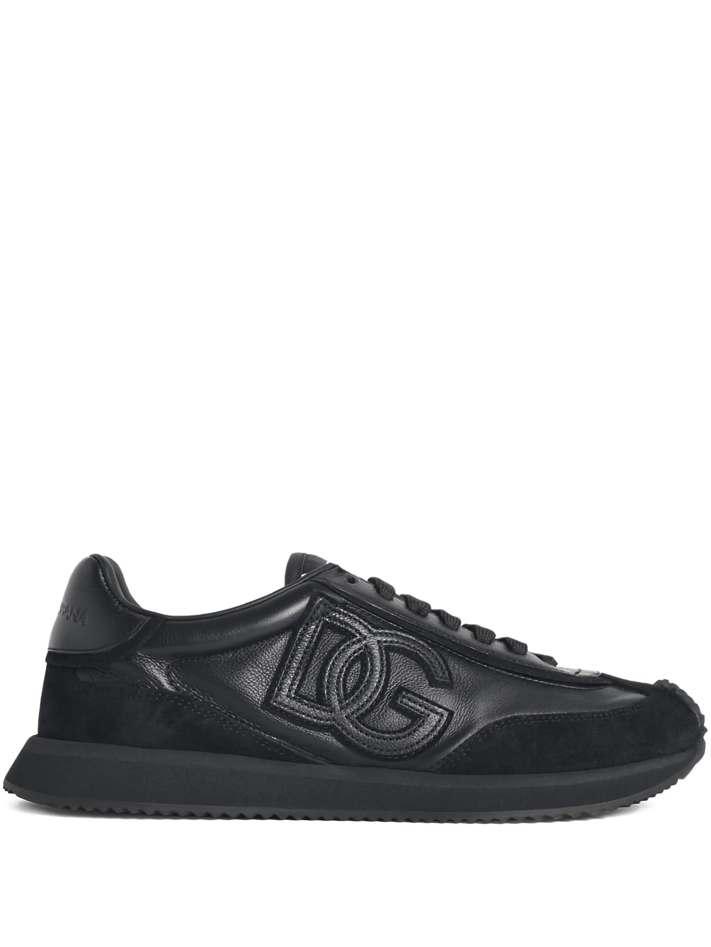 suede inserts embossed logo sneakers