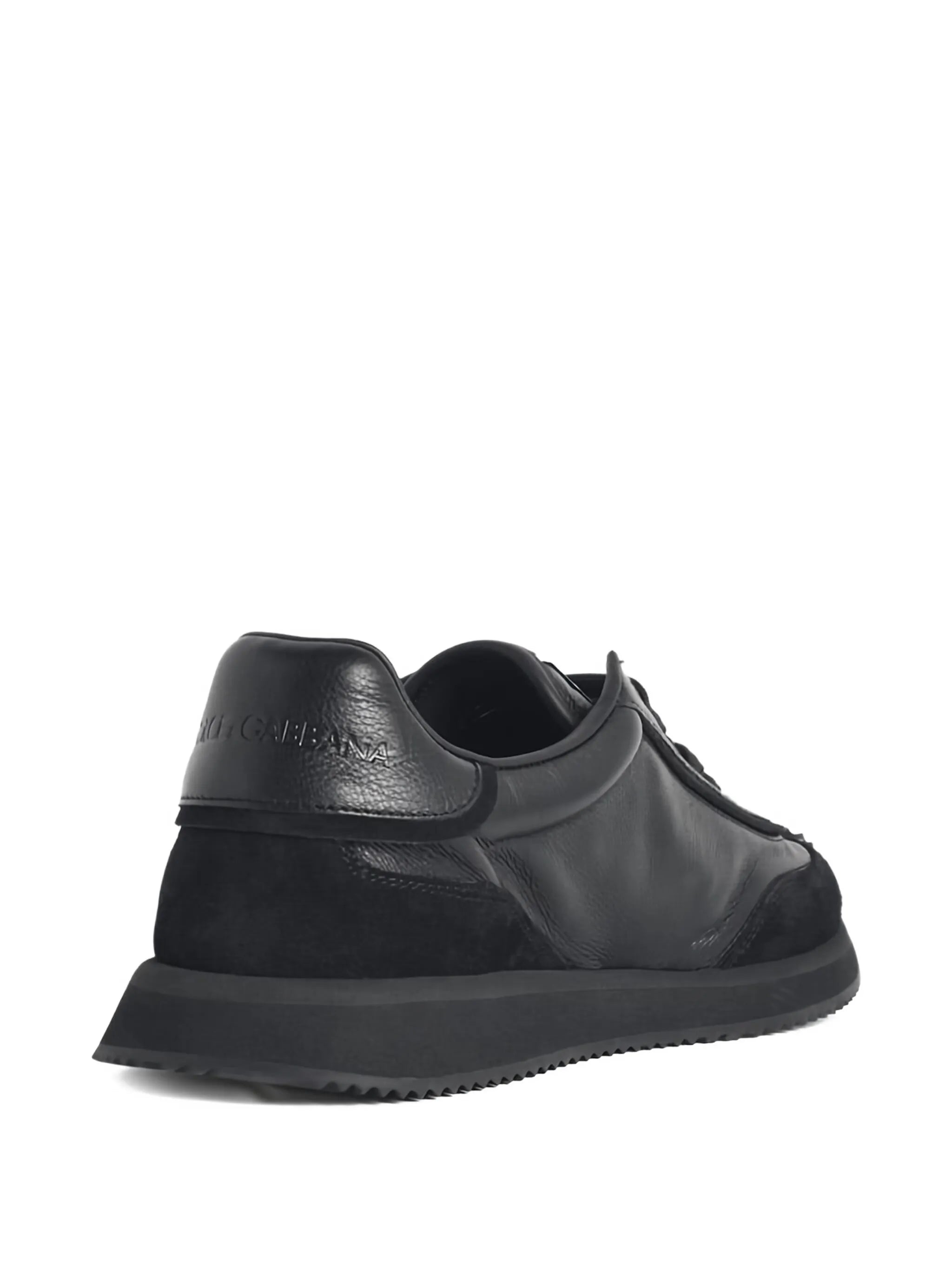 suede inserts embossed logo sneakers