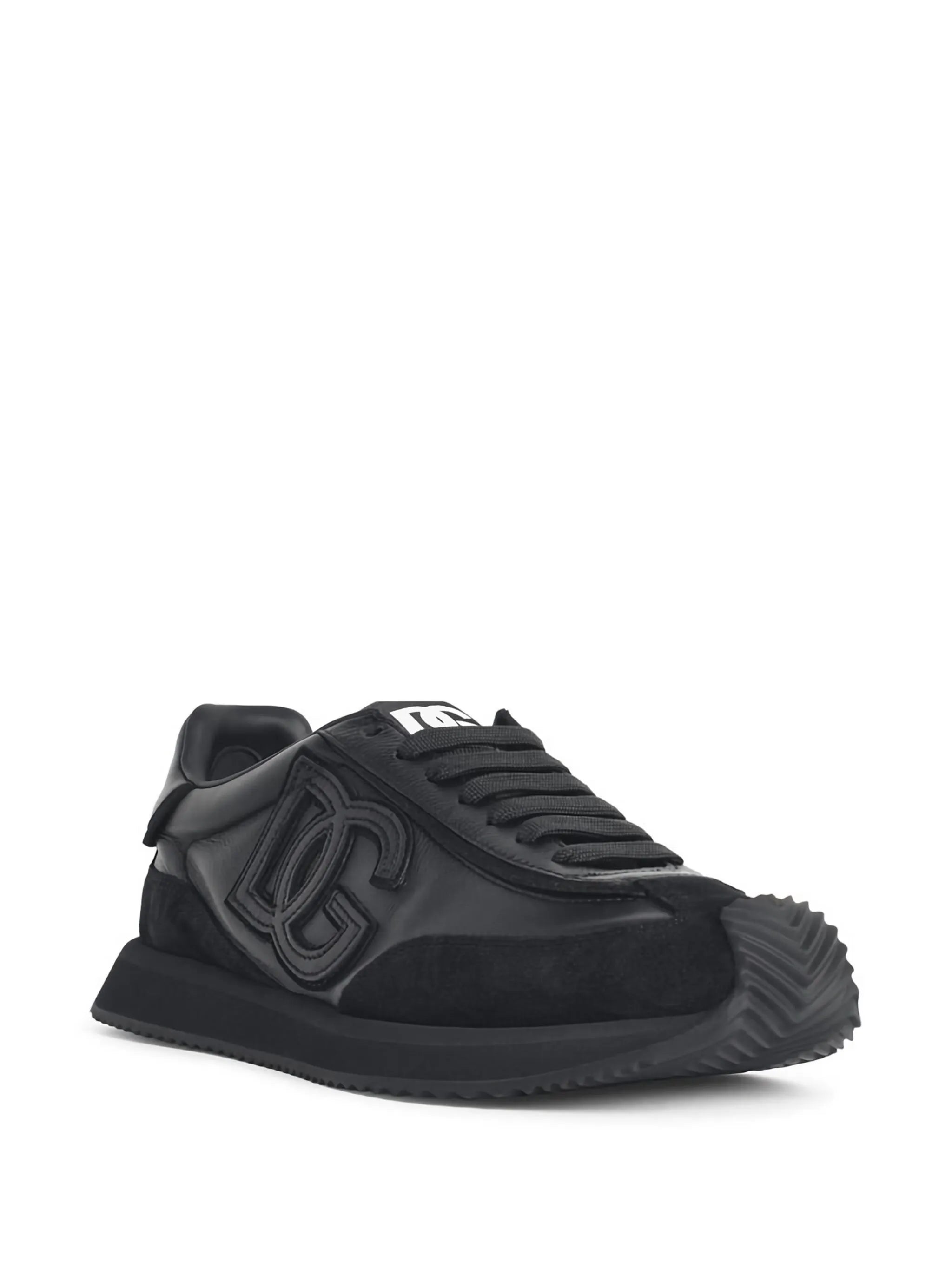 suede inserts embossed logo sneakers