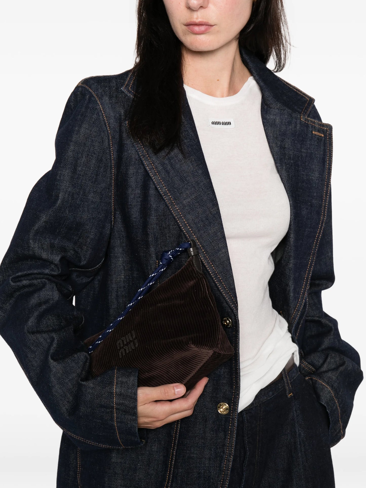 corduroy logo shoulder bag