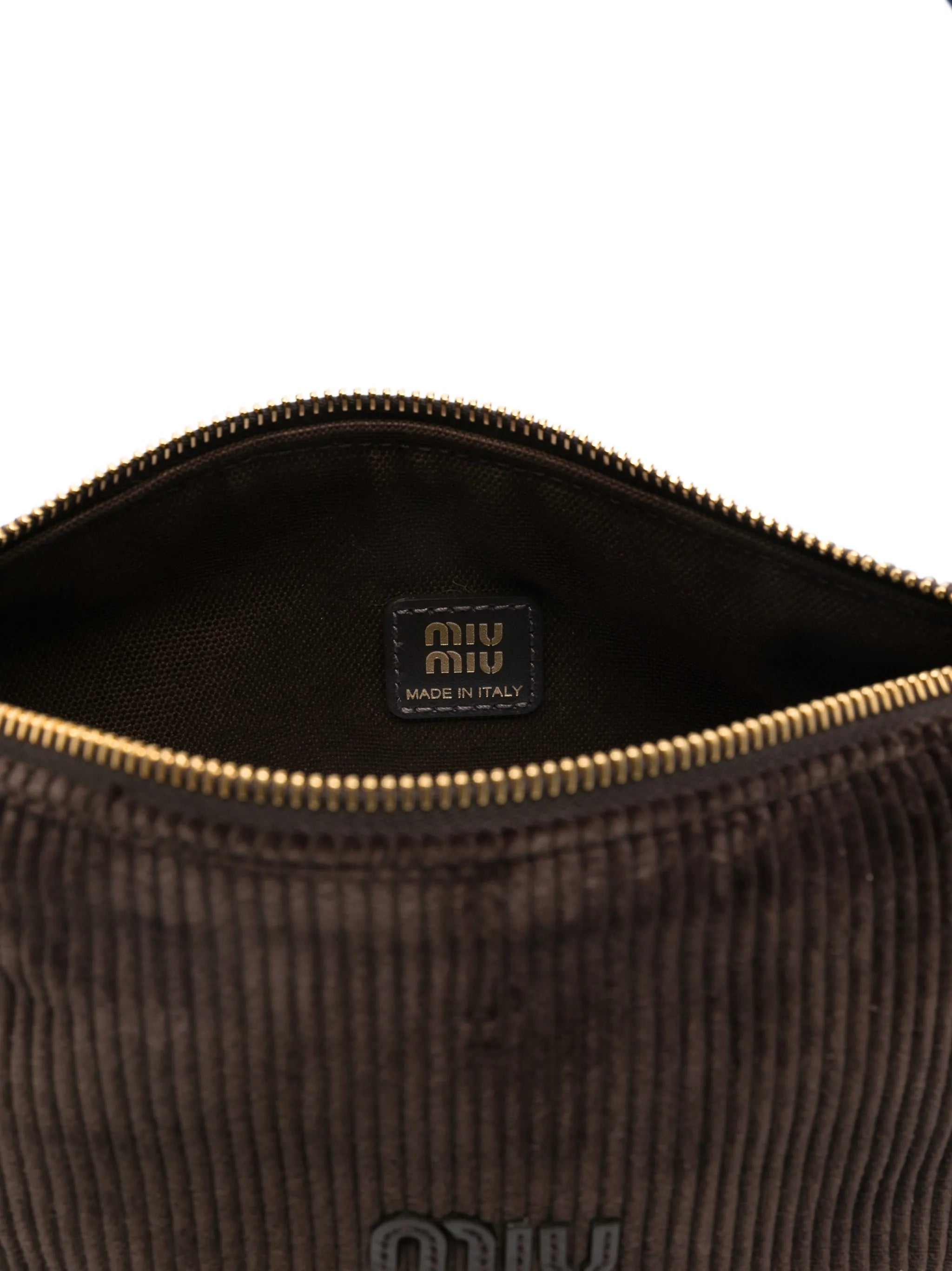 corduroy logo shoulder bag