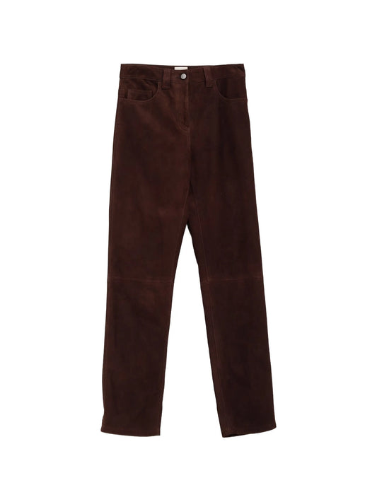straight suede trousers