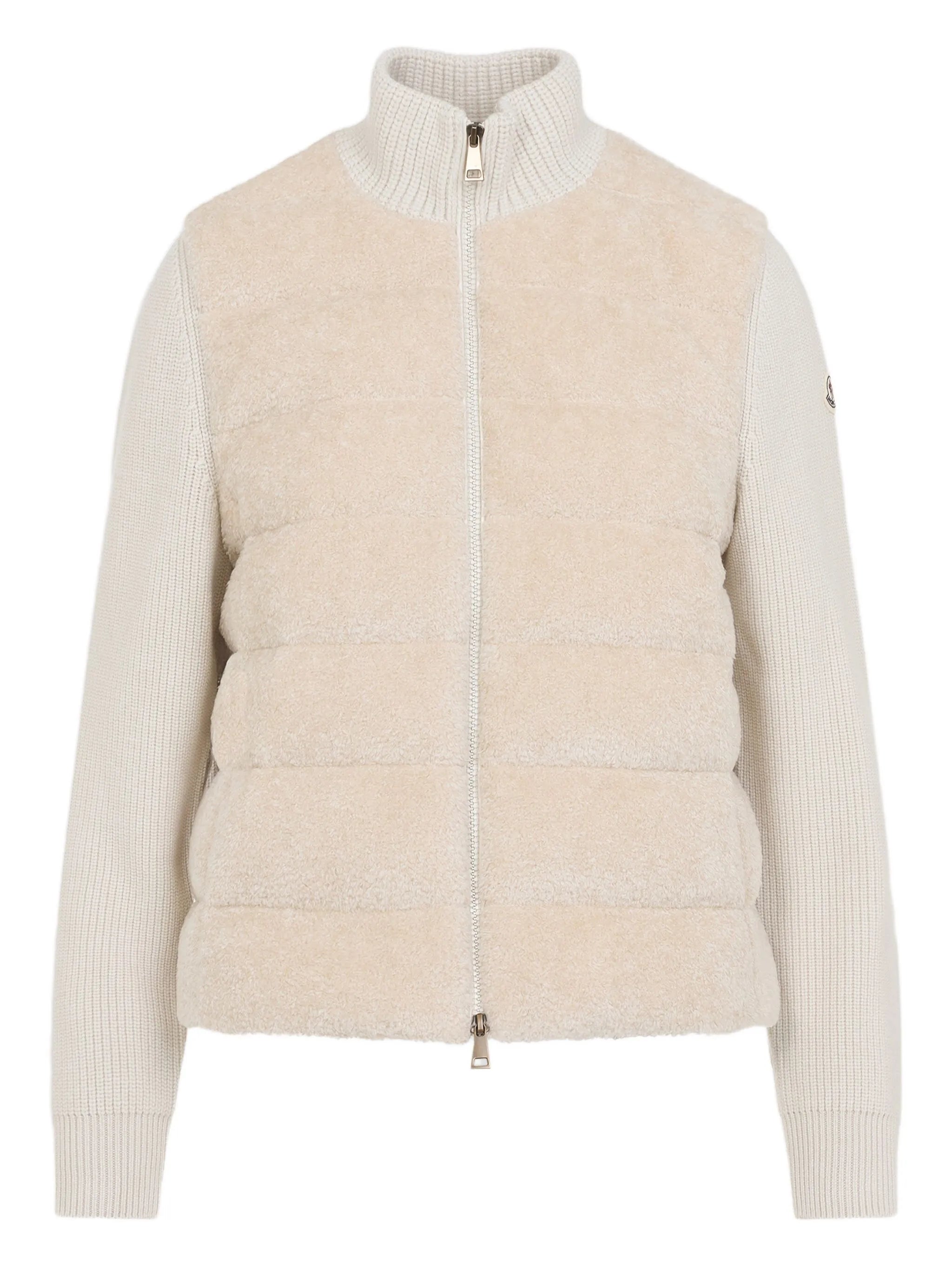 quilted ribbed-knit cardigan