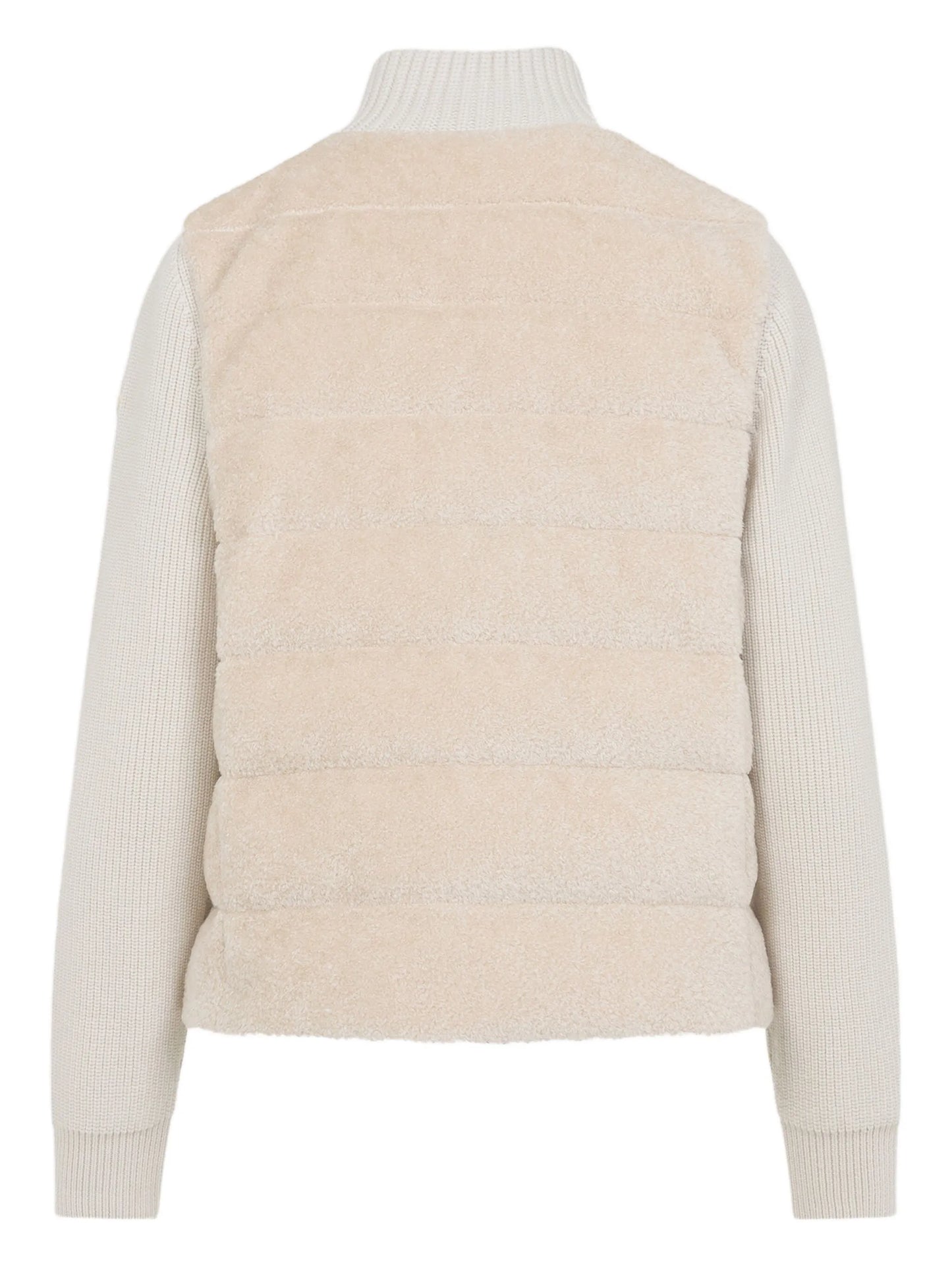 quilted ribbed-knit cardigan