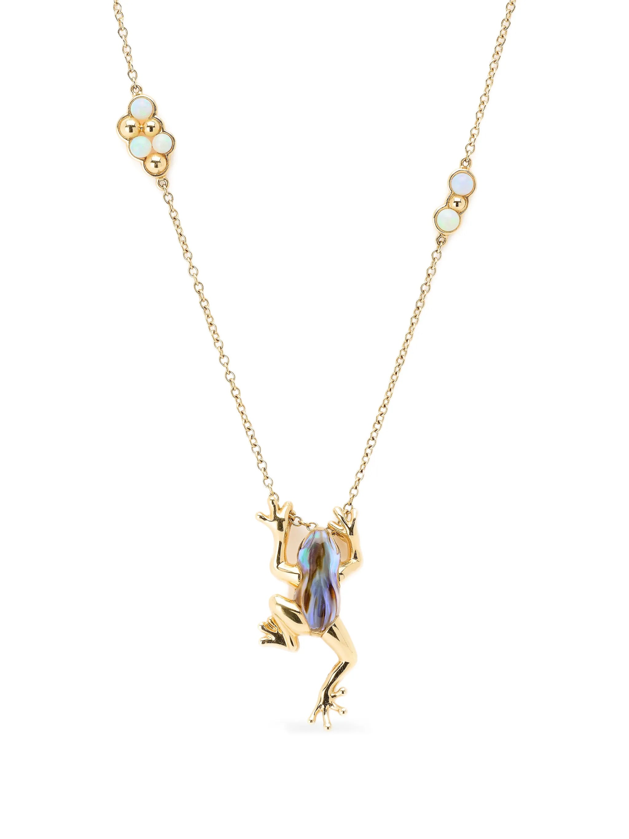 frog opal and quartz necklace