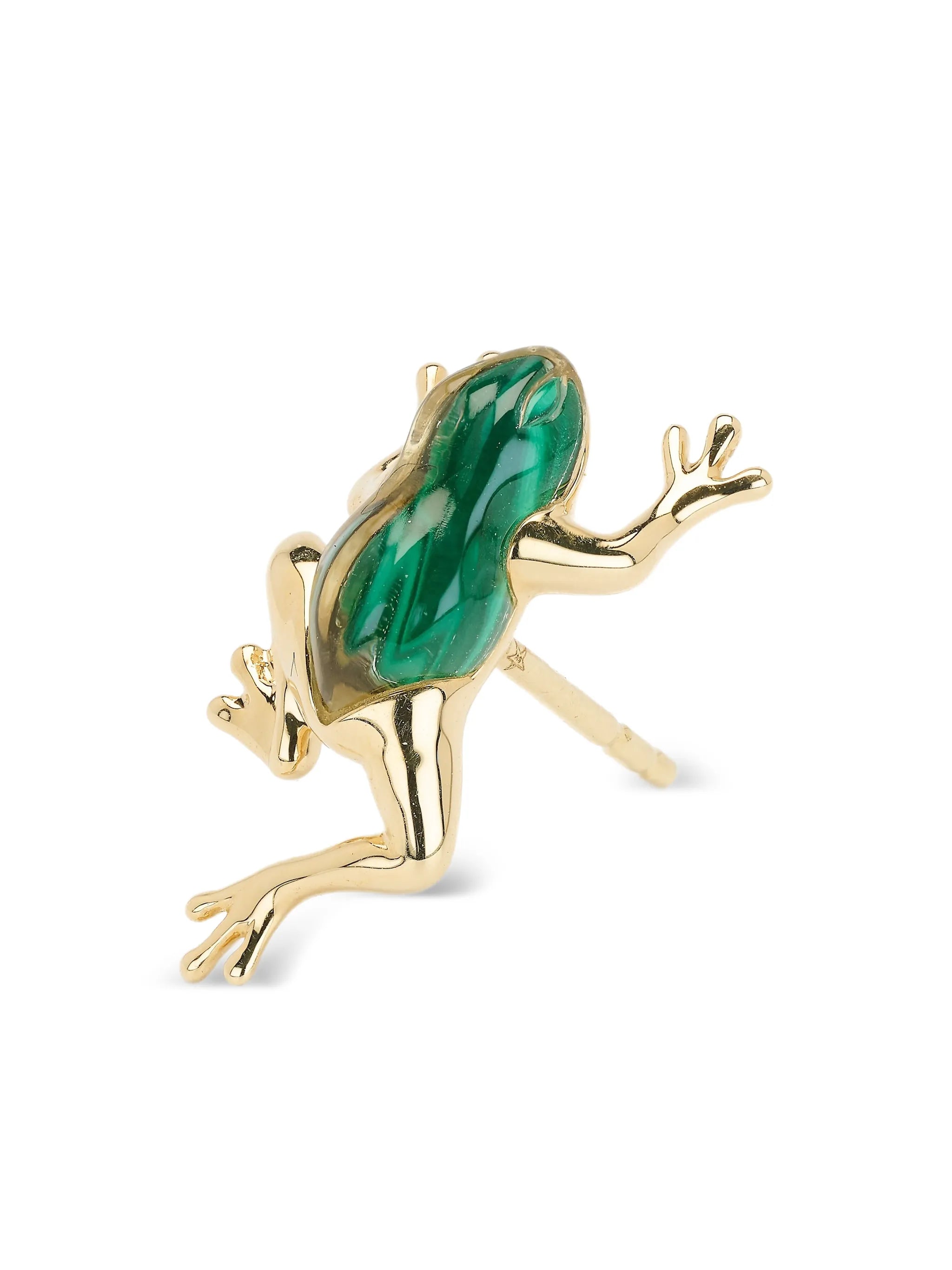 mini frog stud malachite and quartz earring