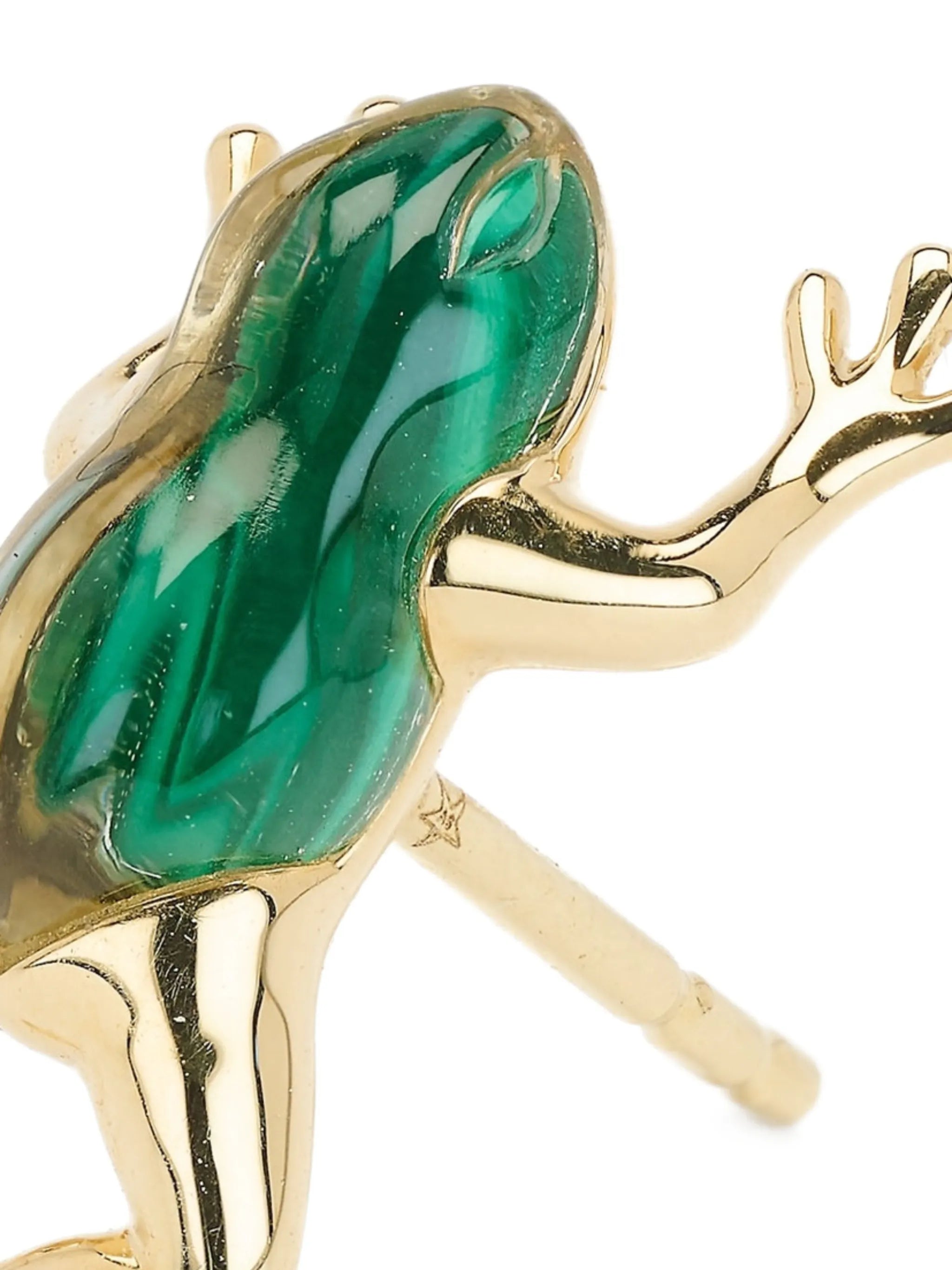 mini frog stud malachite and quartz earring