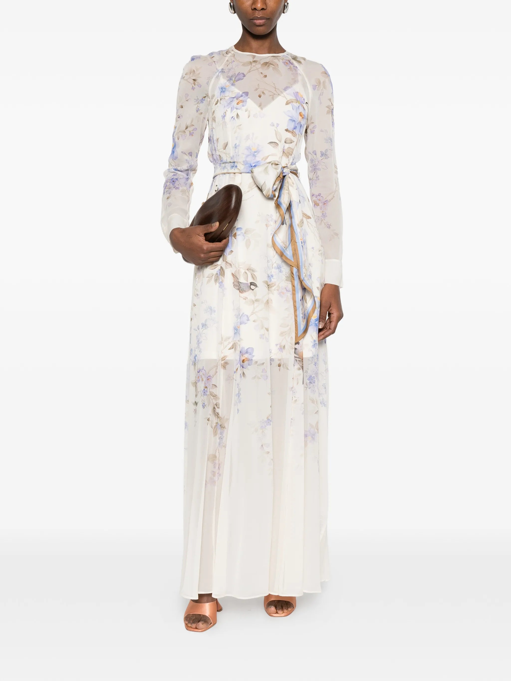 Luna floral print tie maxi dress