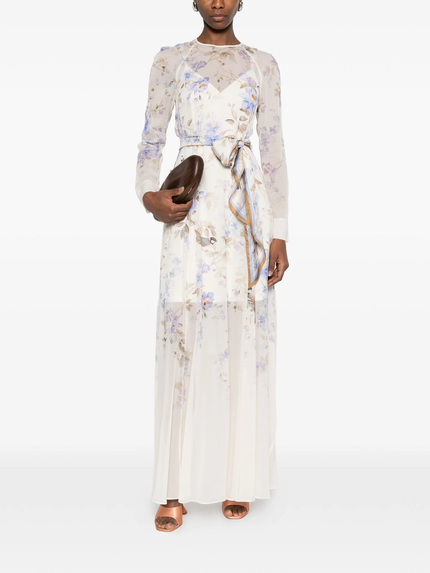 Luna floral print tie maxi dress
