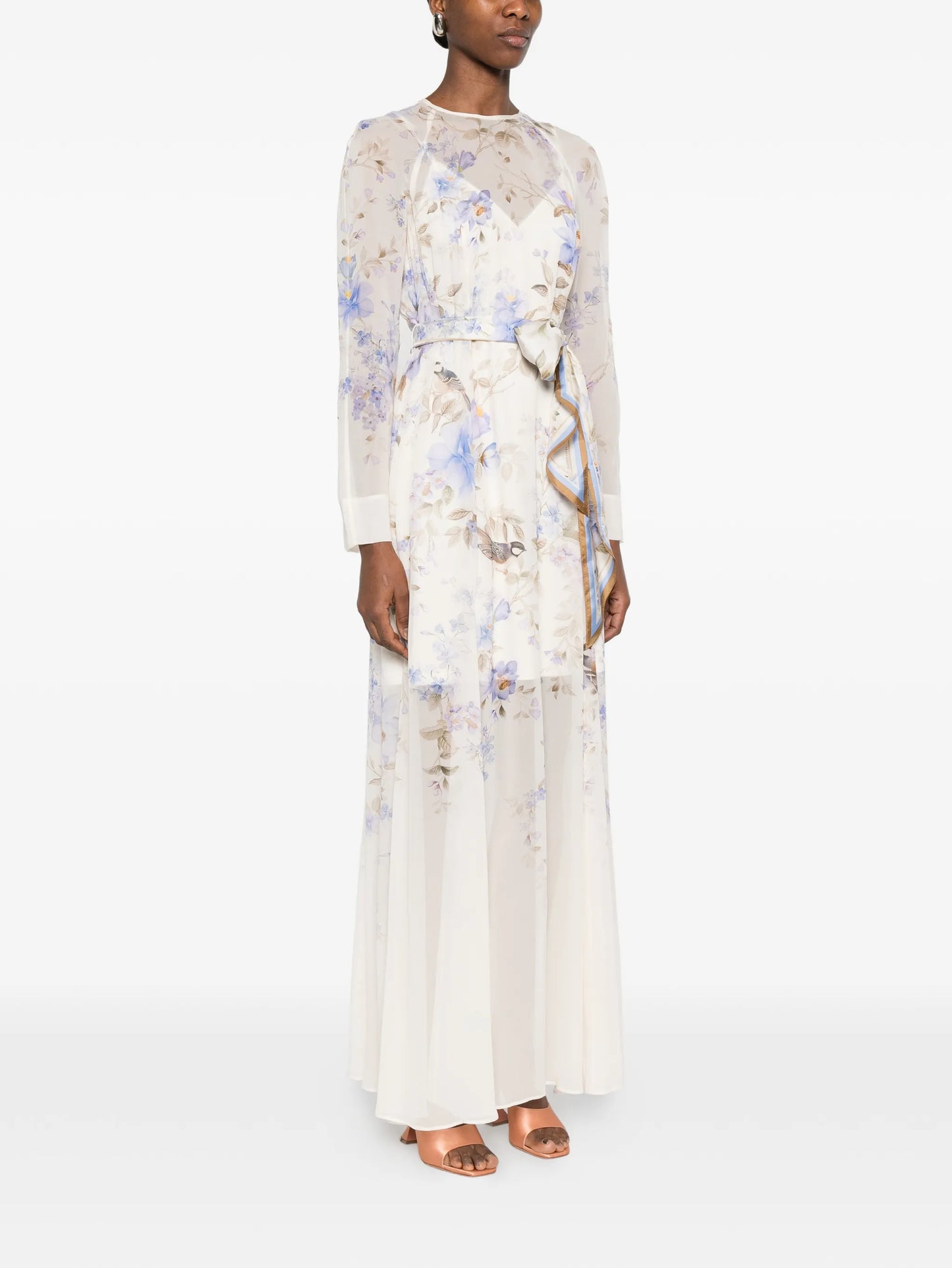 Luna floral print tie maxi dress