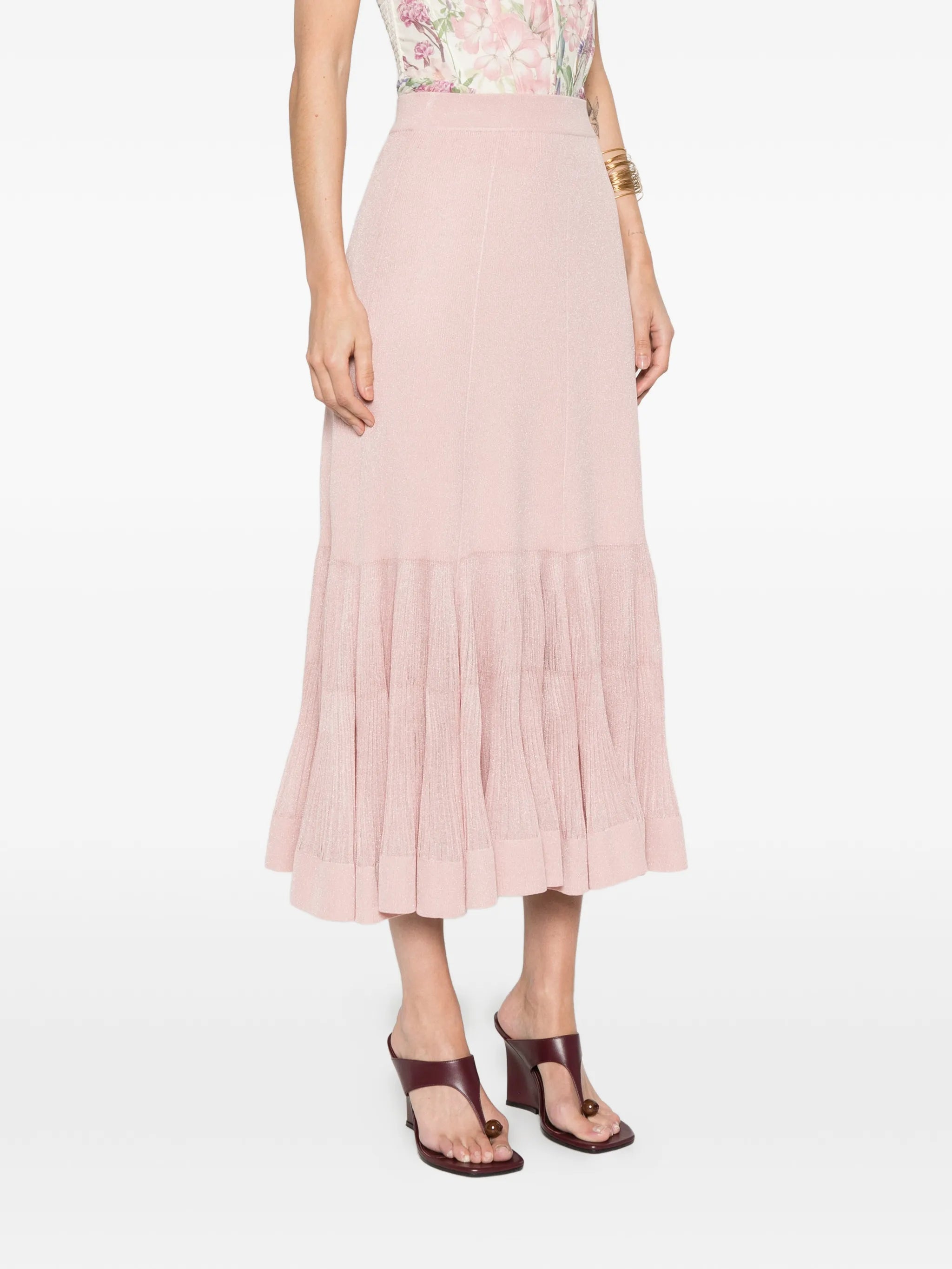 Luna pleated frill midi skirt