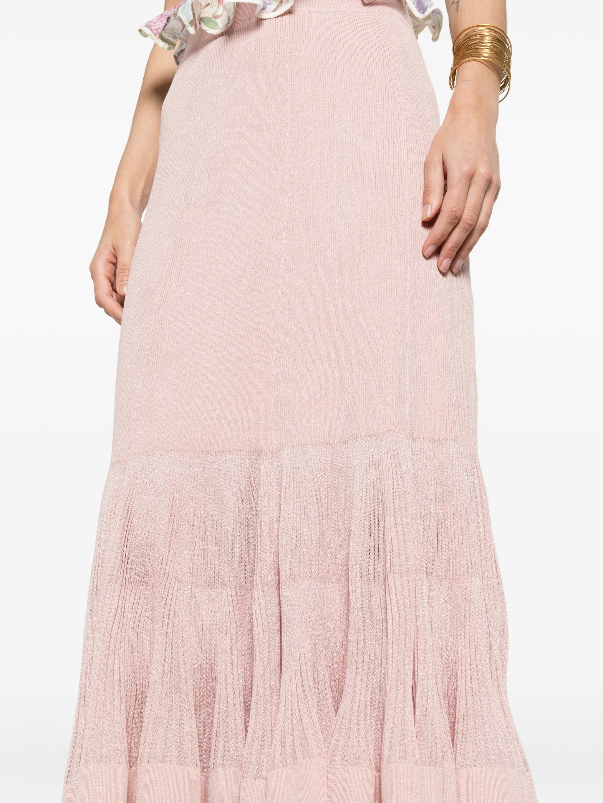 Luna pleated frill midi skirt