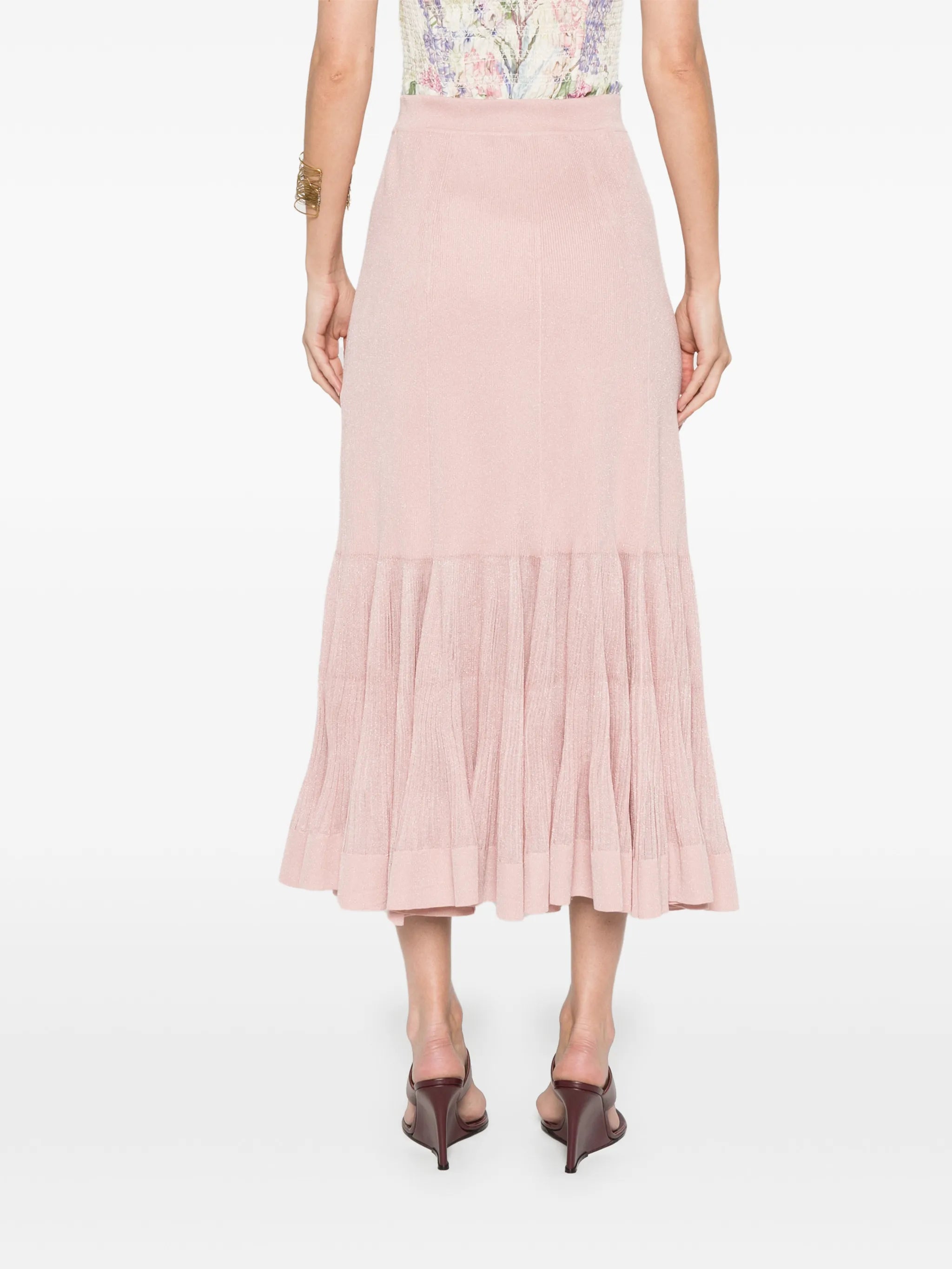 Luna pleated frill midi skirt