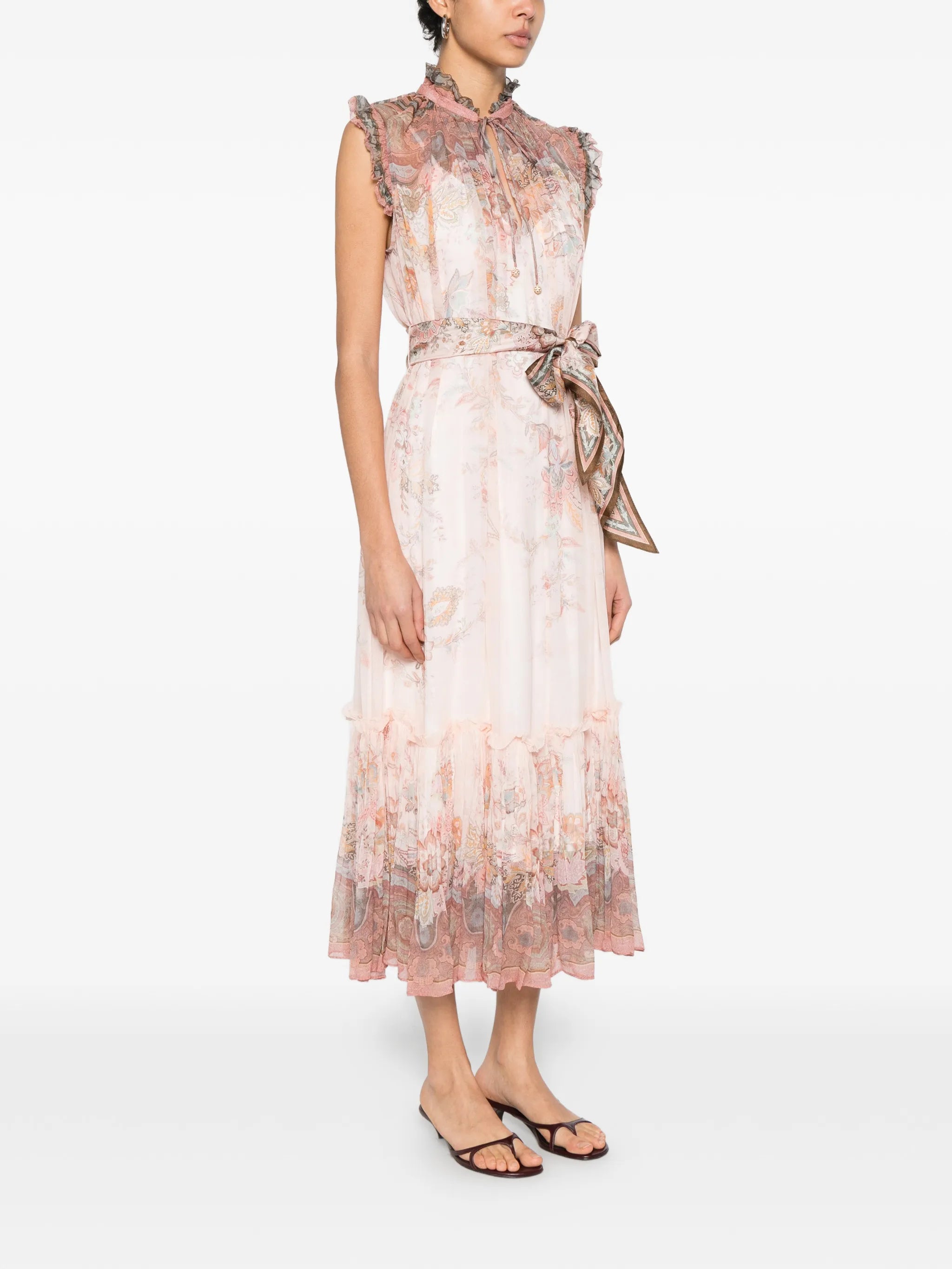 Alchemy ruffled paisley midi dress