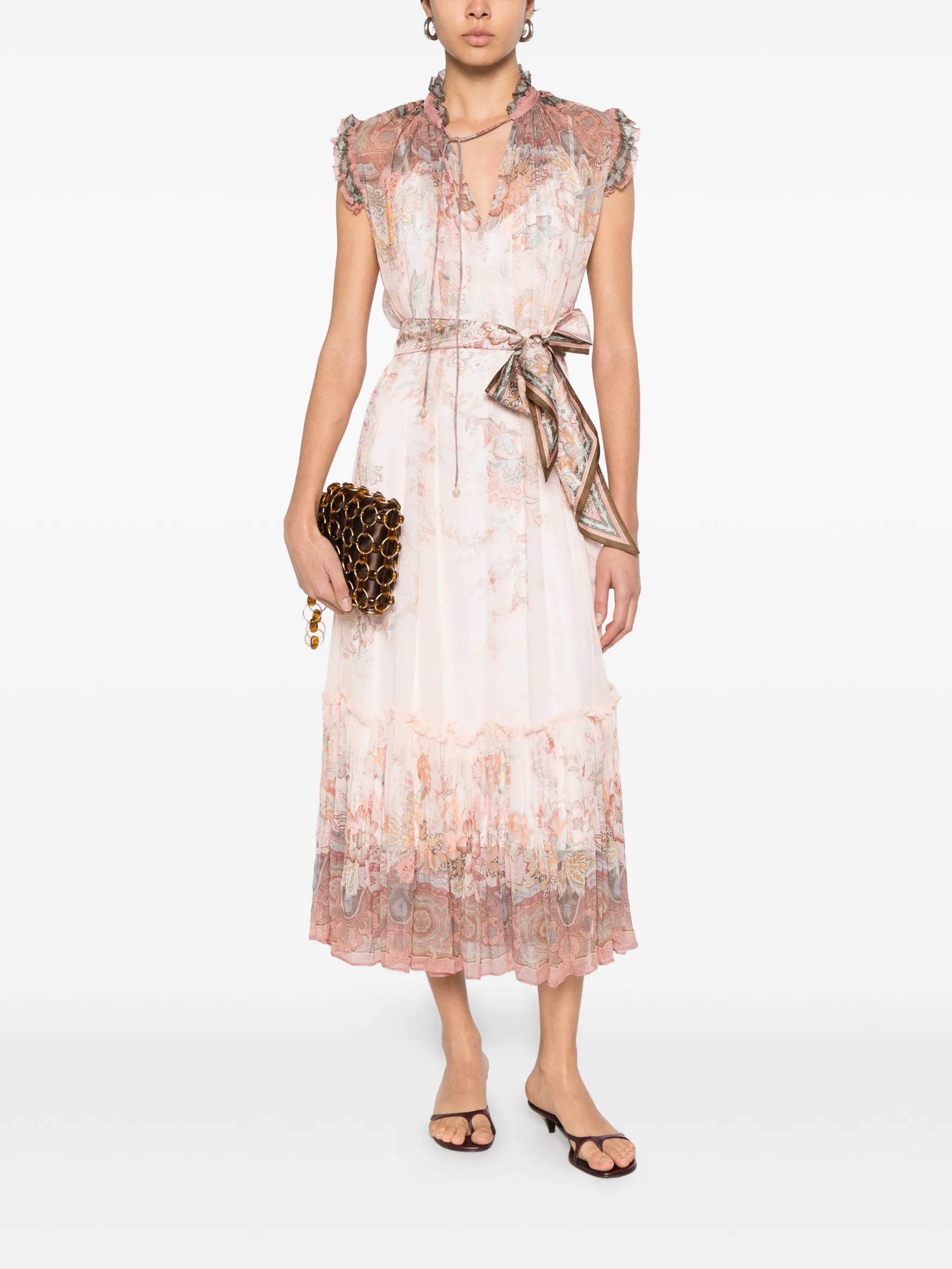Alchemy ruffled paisley midi dress