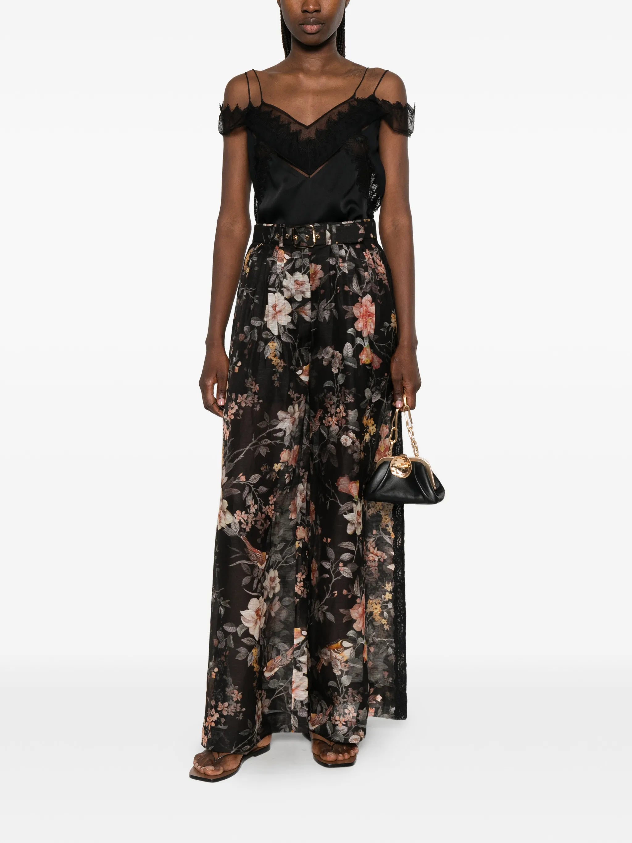 Carousel floral-print wide-leg trousers