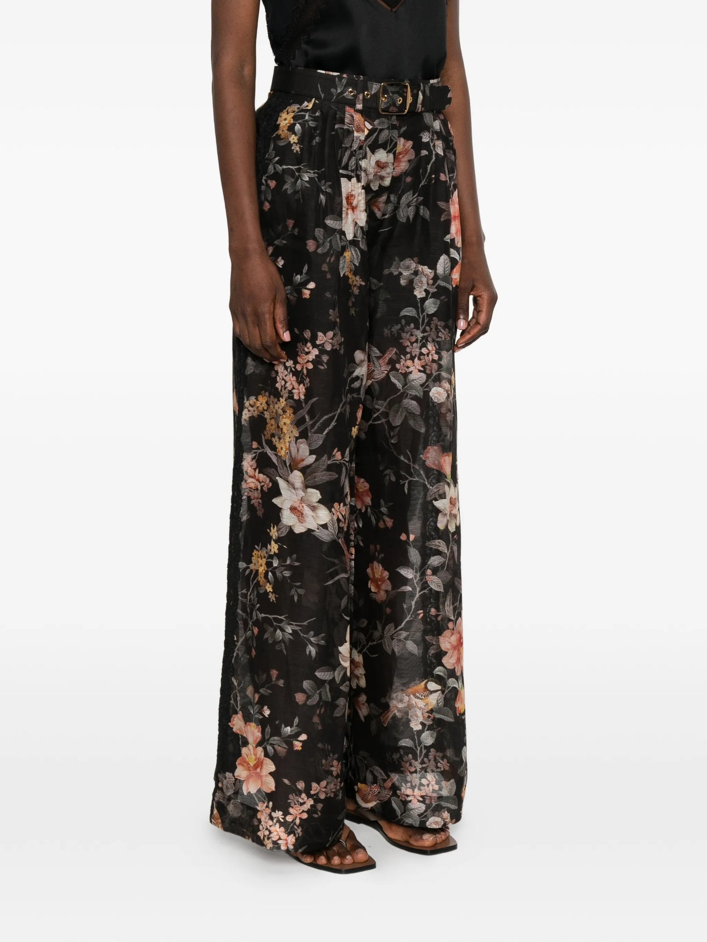 Carousel floral-print wide-leg trousers