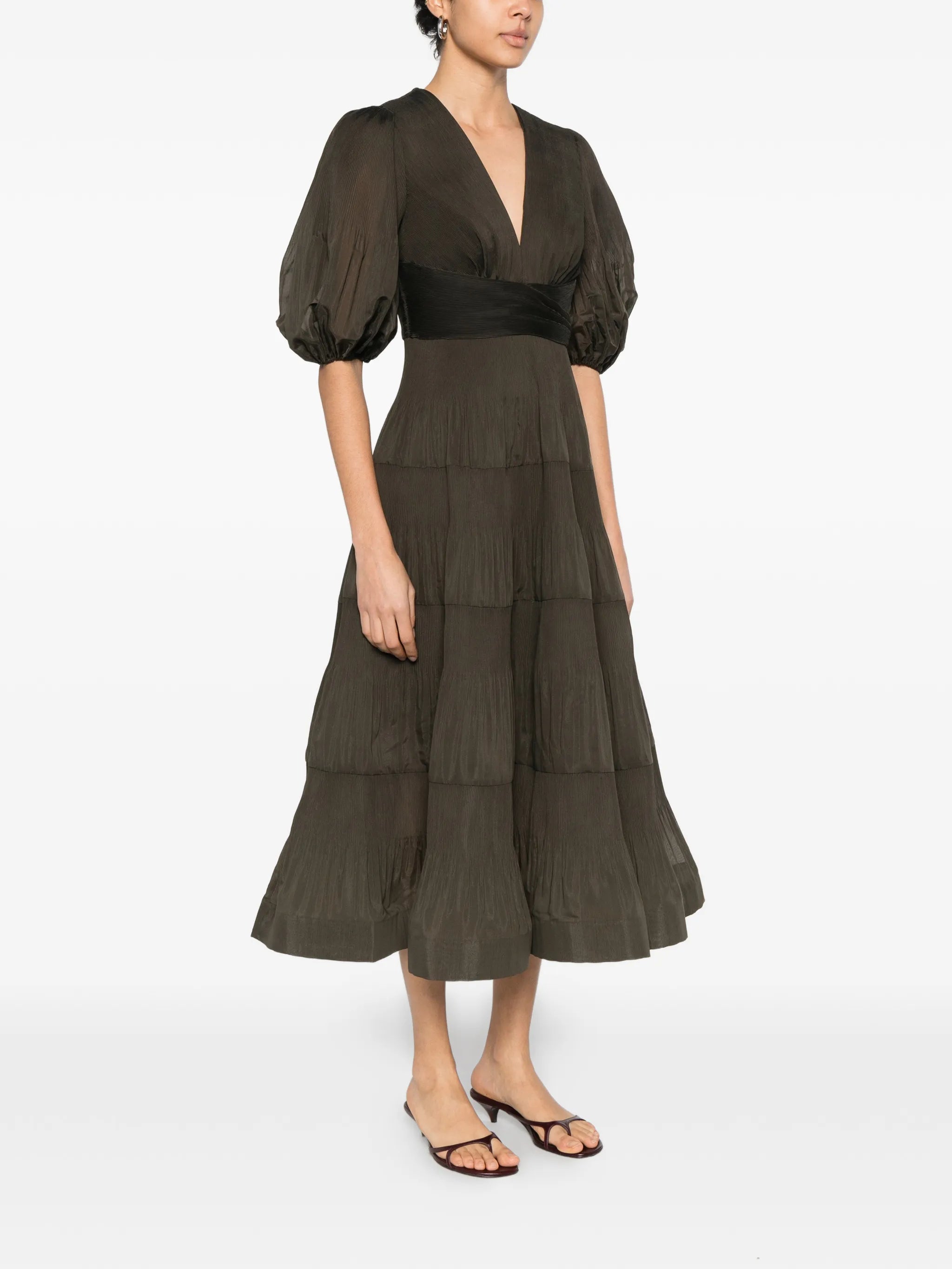 pleated midi dress