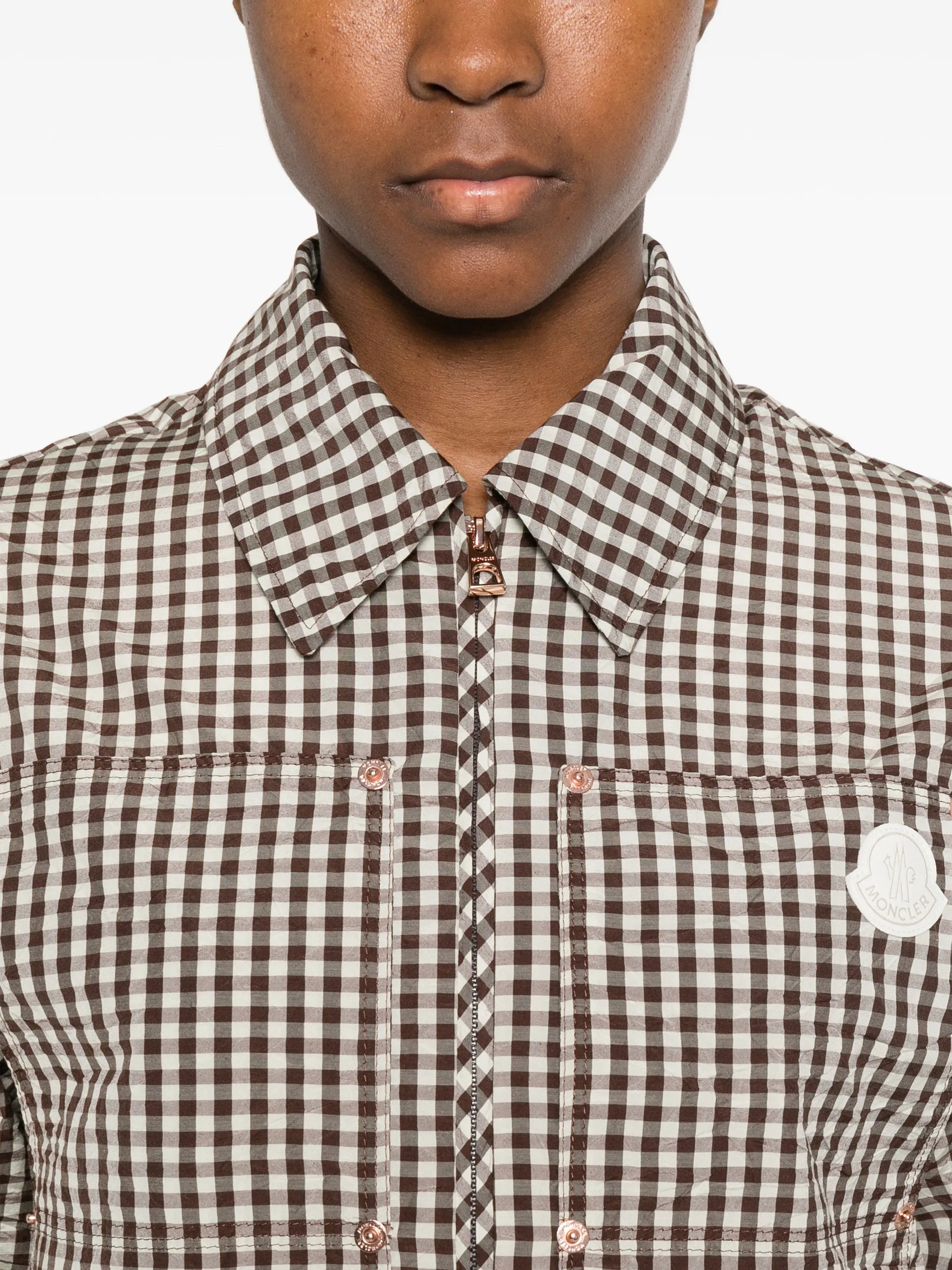 gingham logo-patch jacket