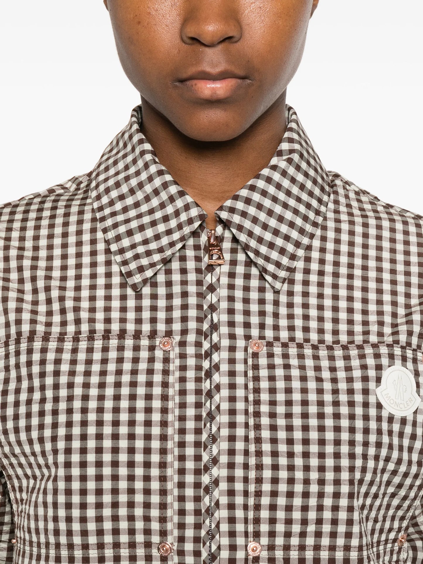 gingham logo-patch jacket