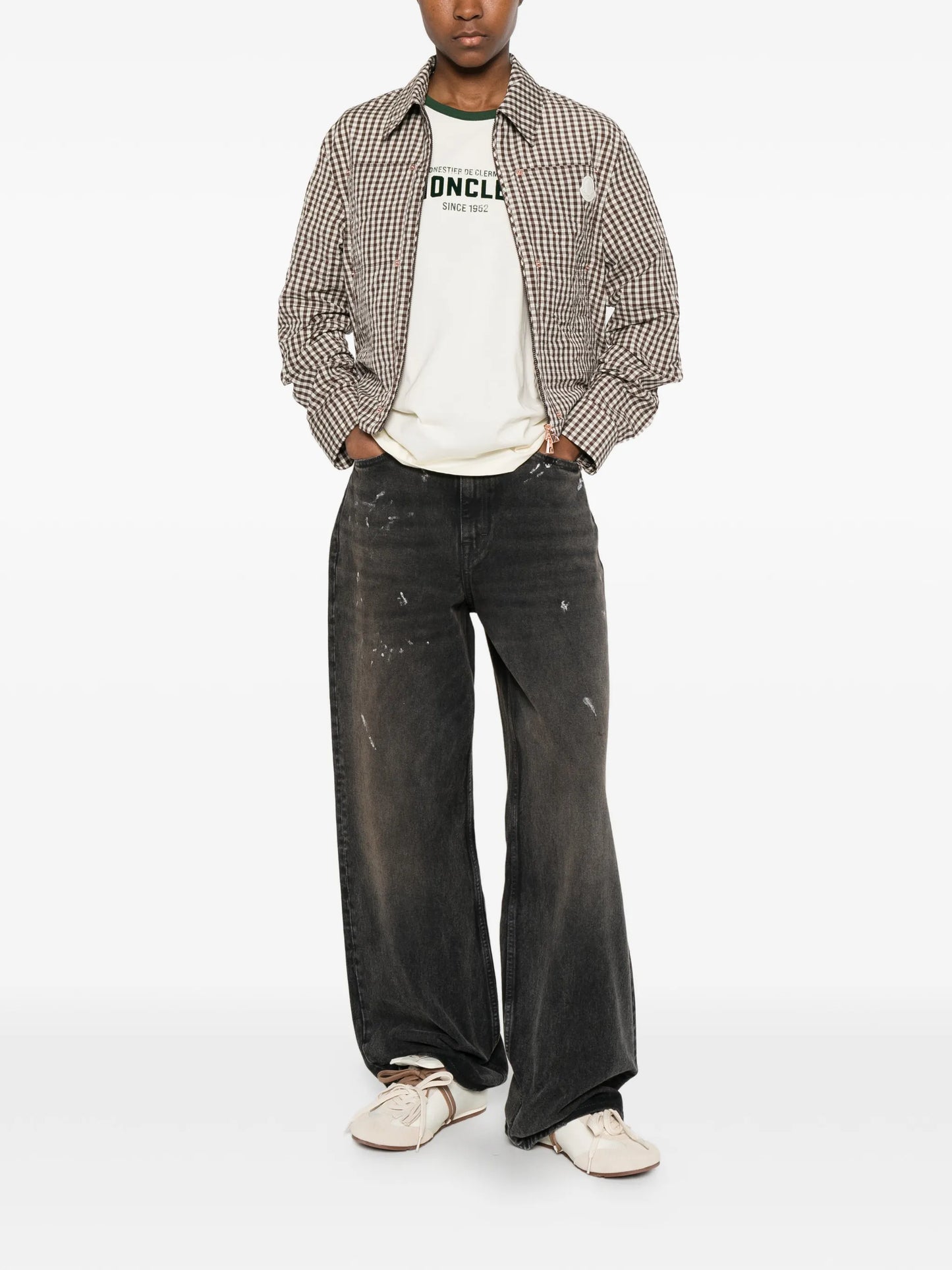 gingham logo-patch jacket