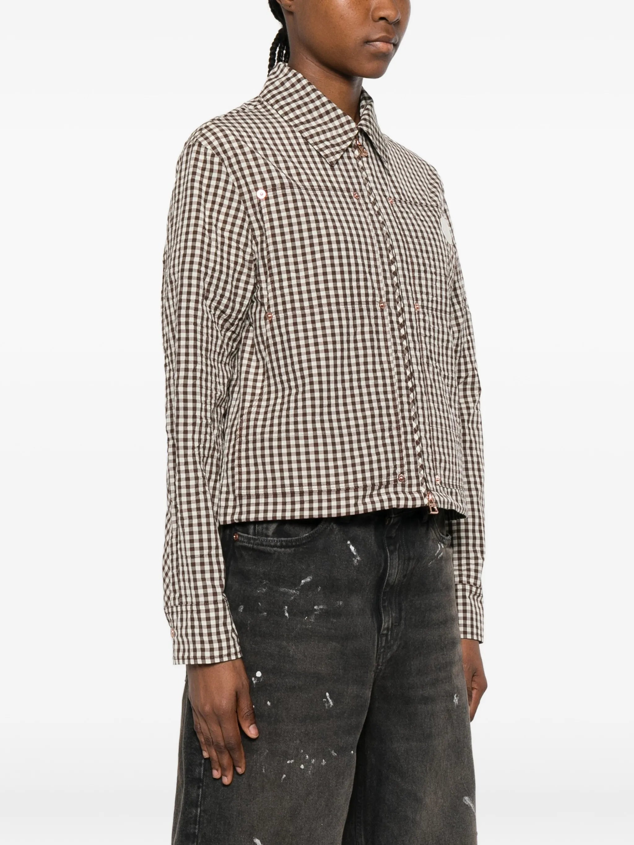 gingham logo-patch jacket