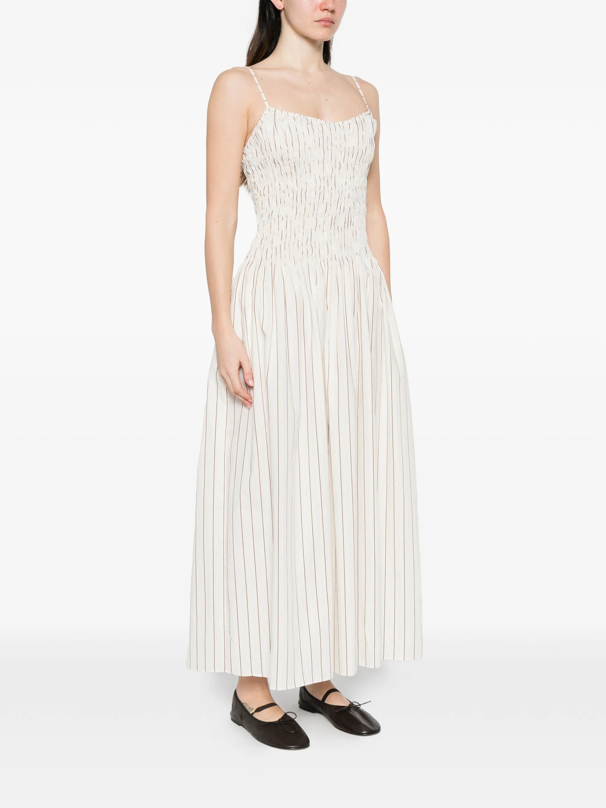 Araceli striped shirred maxi dress