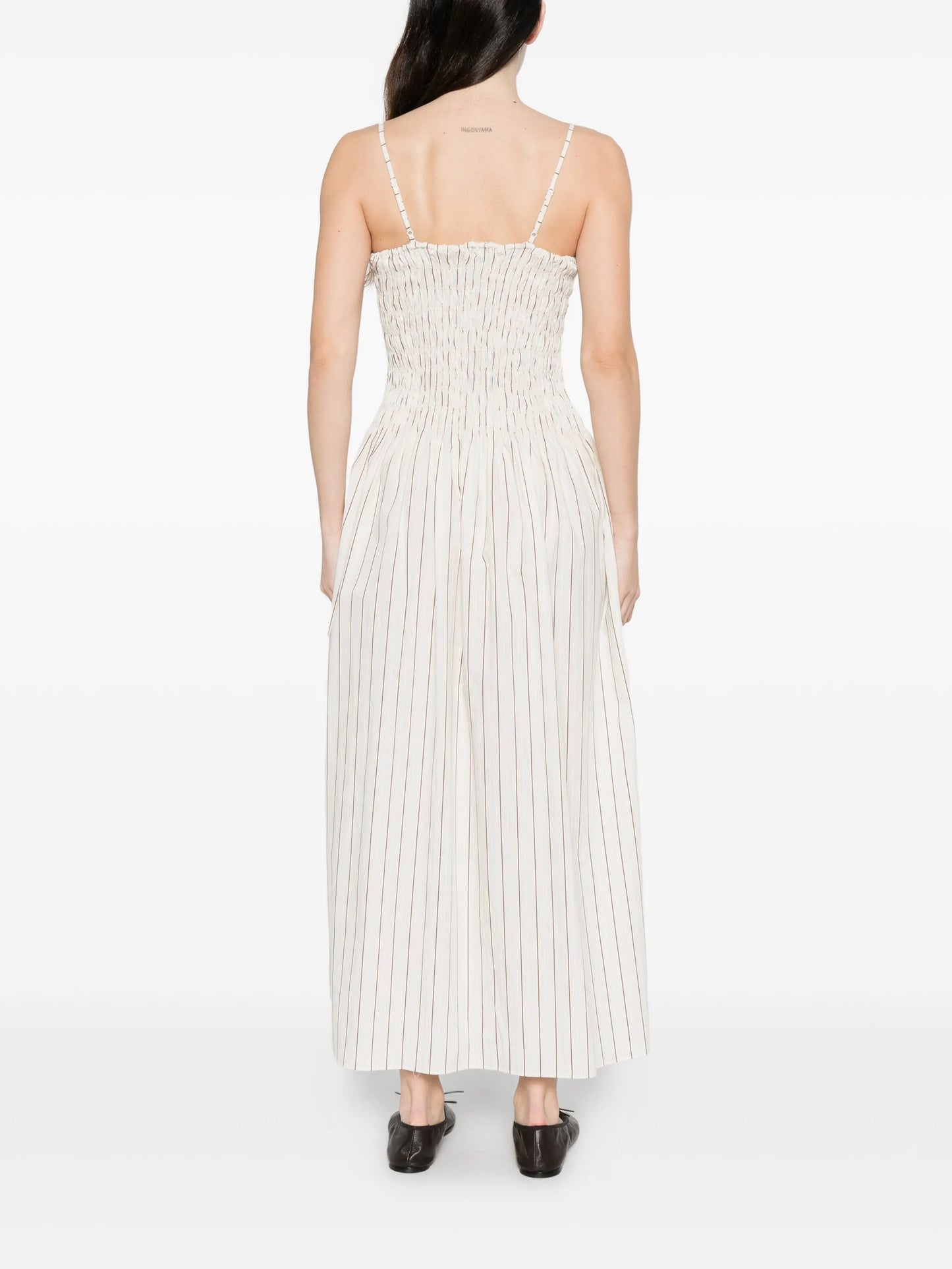 Araceli striped shirred maxi dress