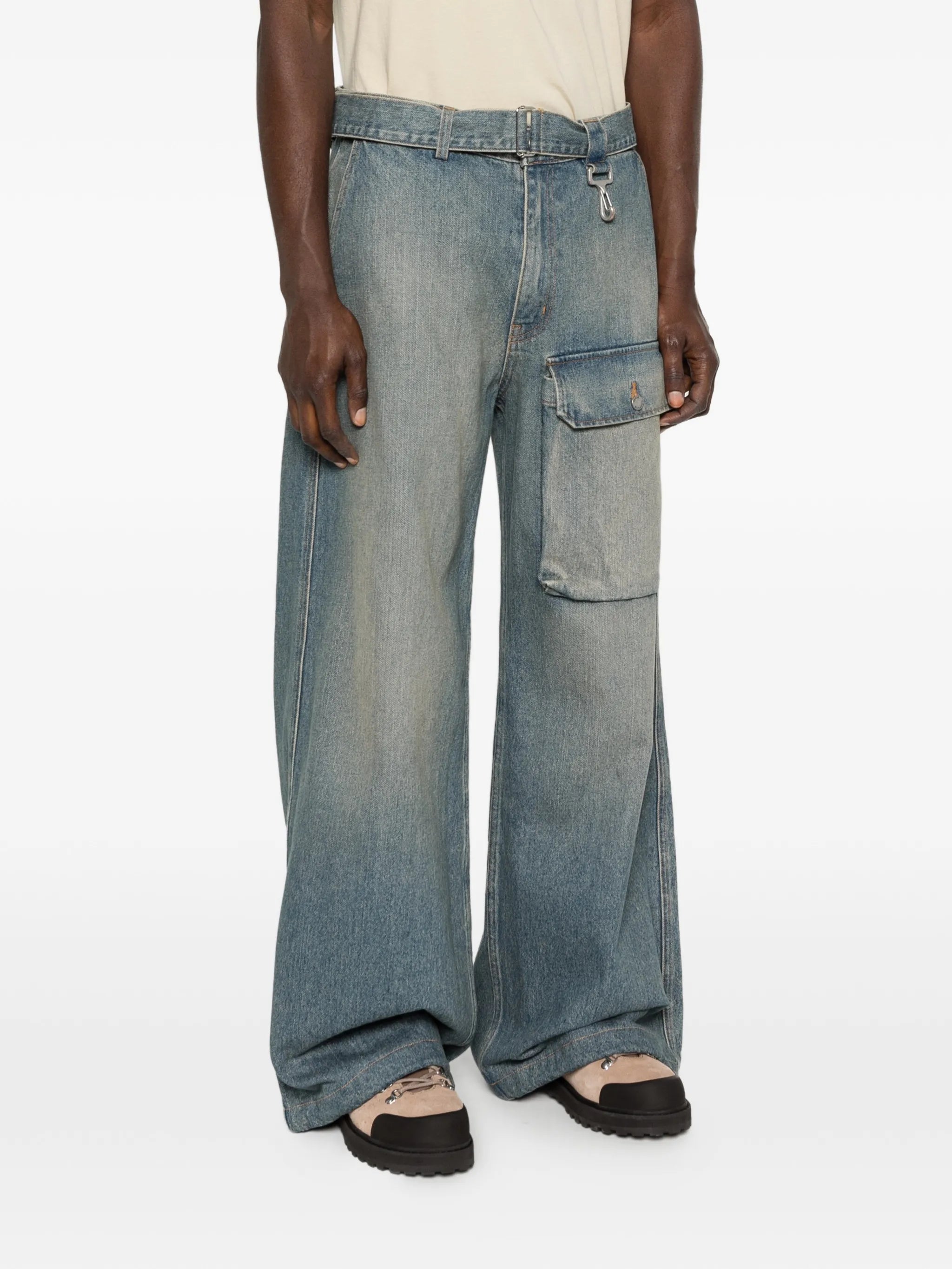 patch-pocket belted trousers