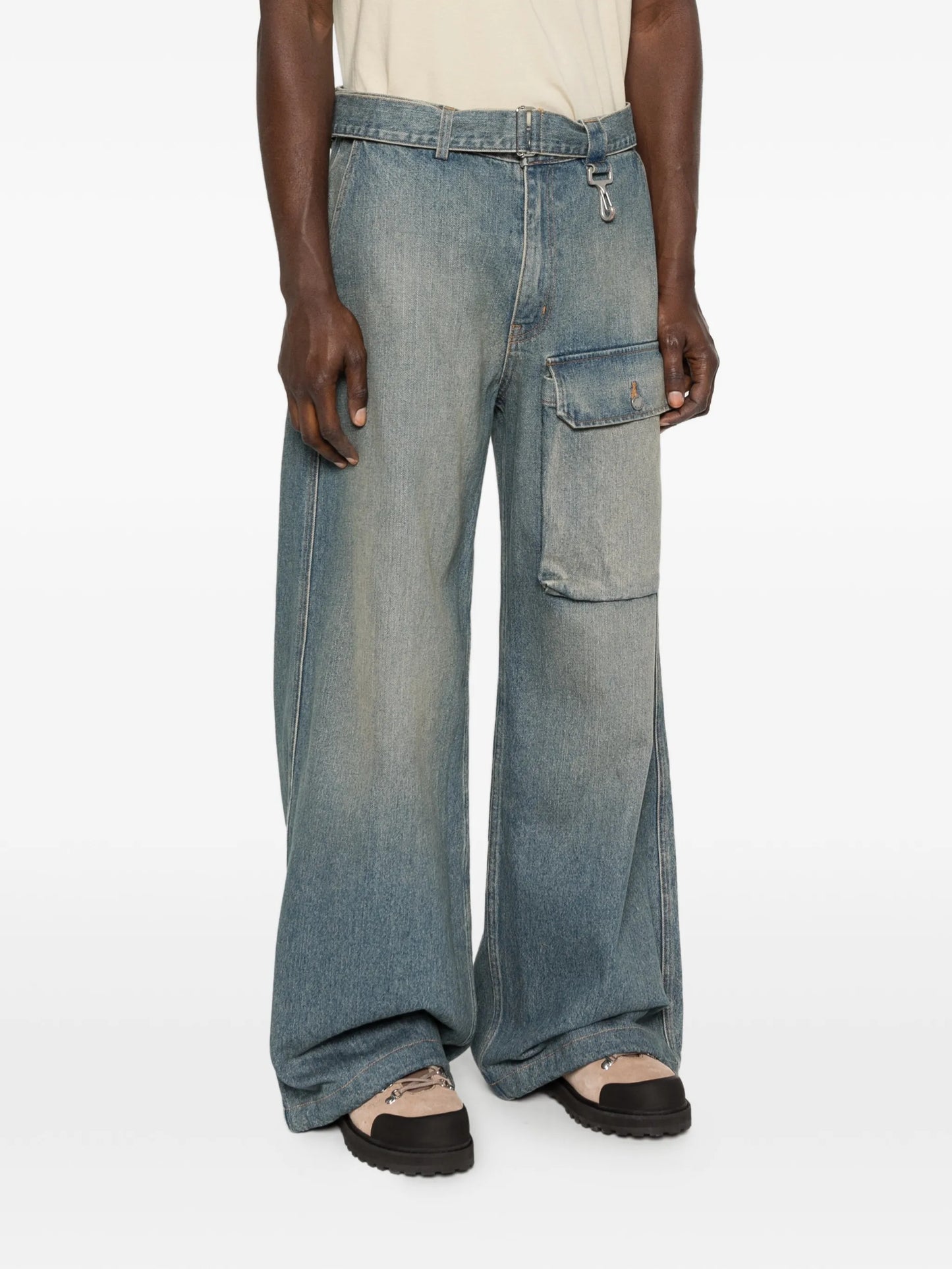 patch-pocket belted trousers