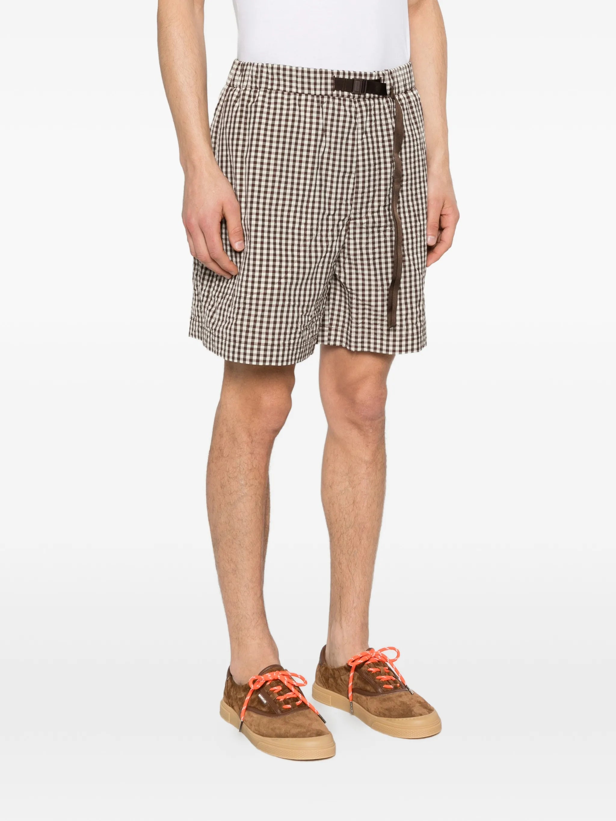 checked belt shorts