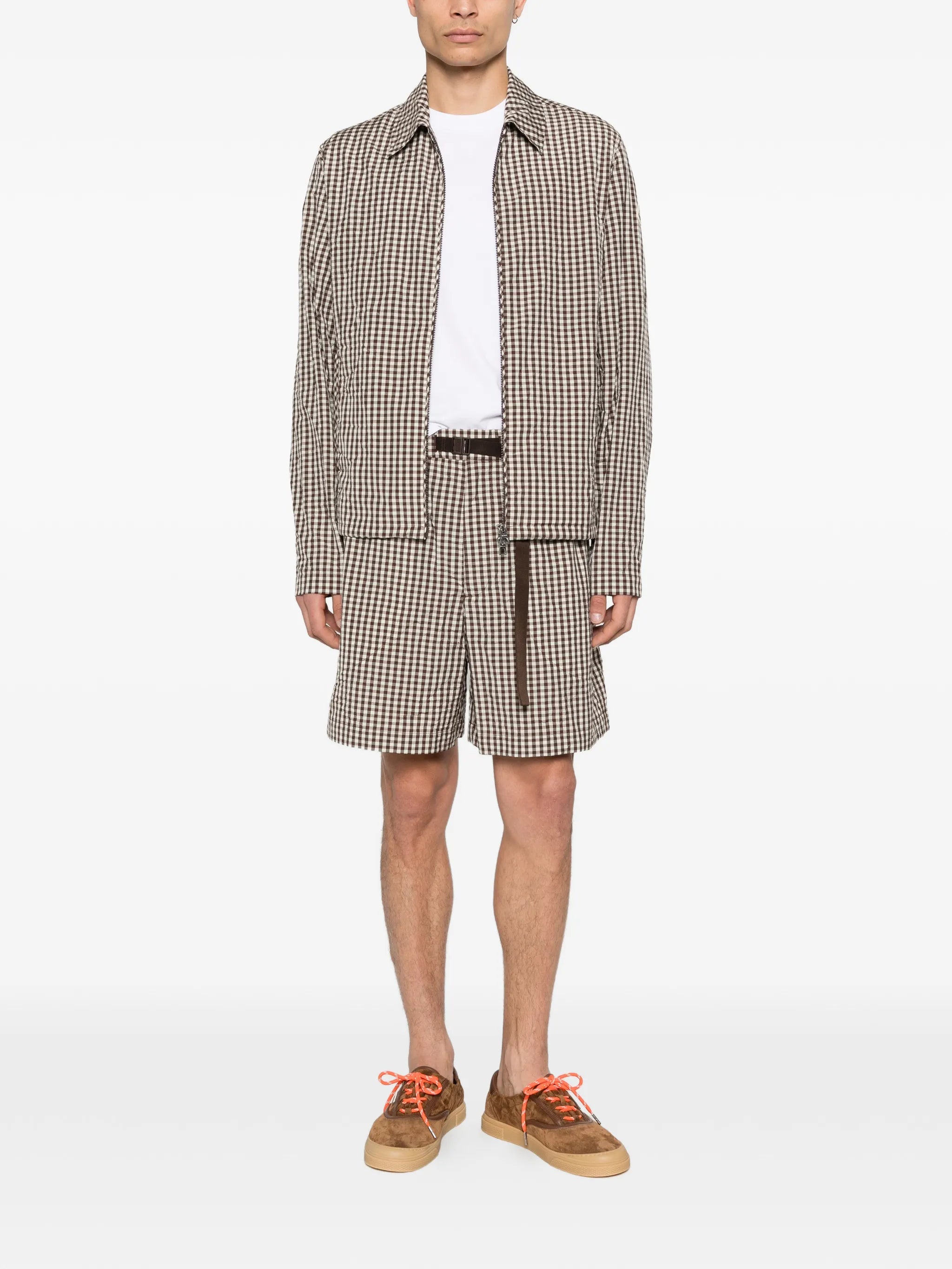 checked belt shorts