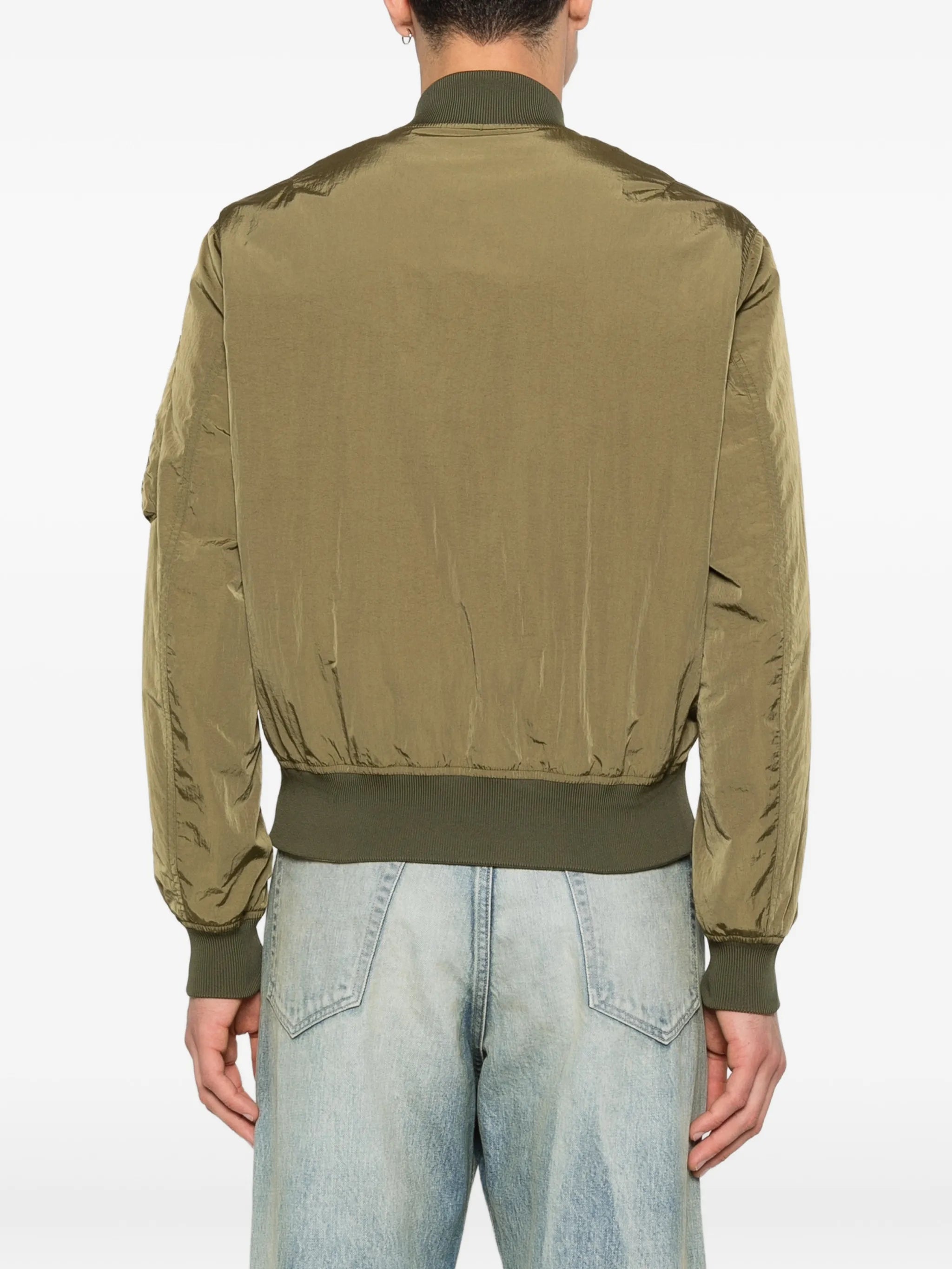 reversible logo-patch bomber jacket