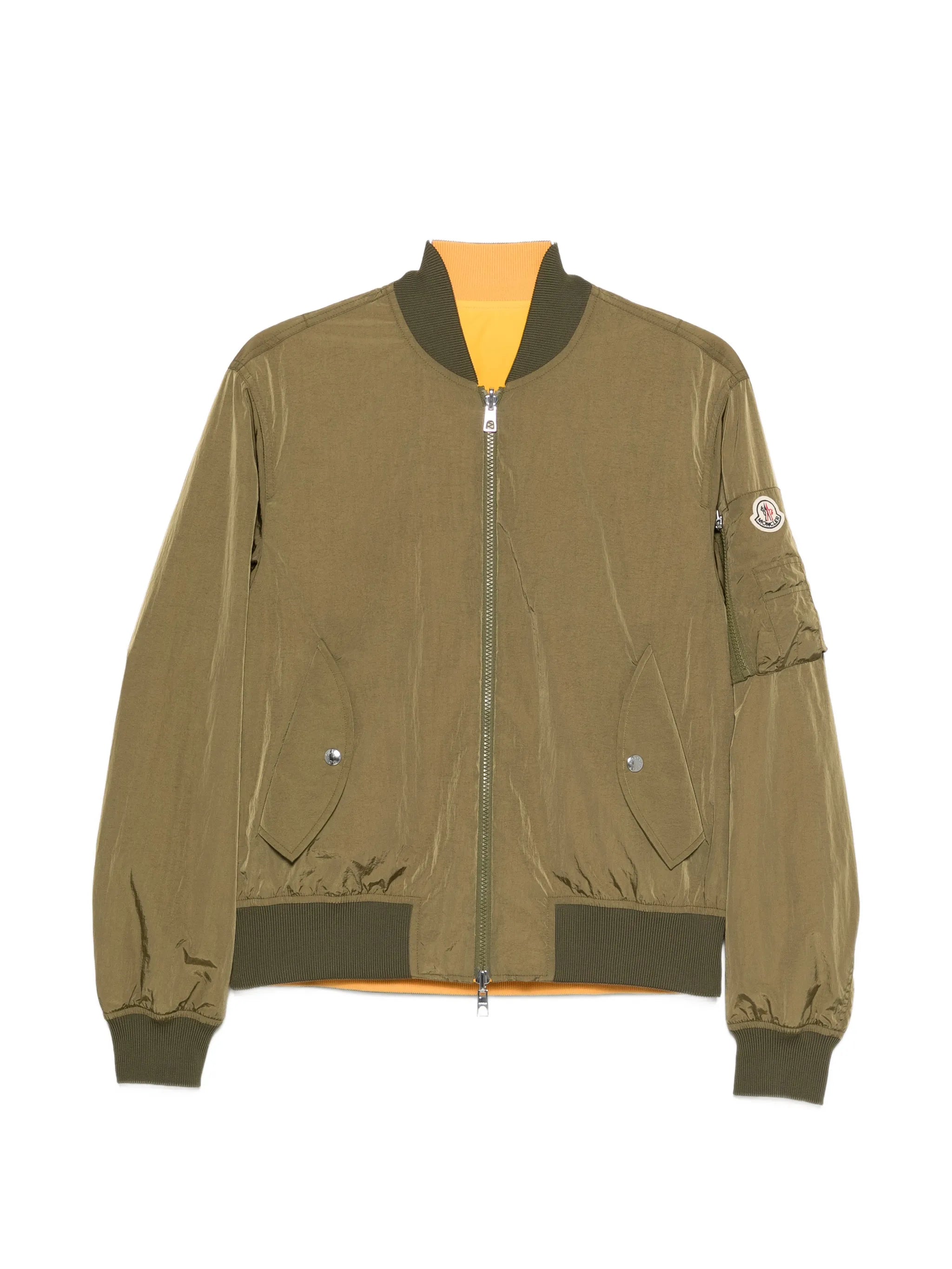 reversible logo-patch bomber jacket