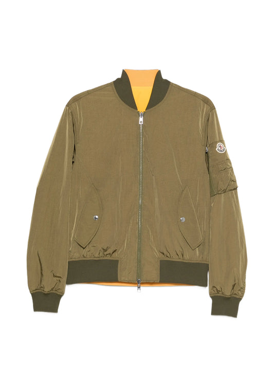 reversible logo-patch bomber jacket