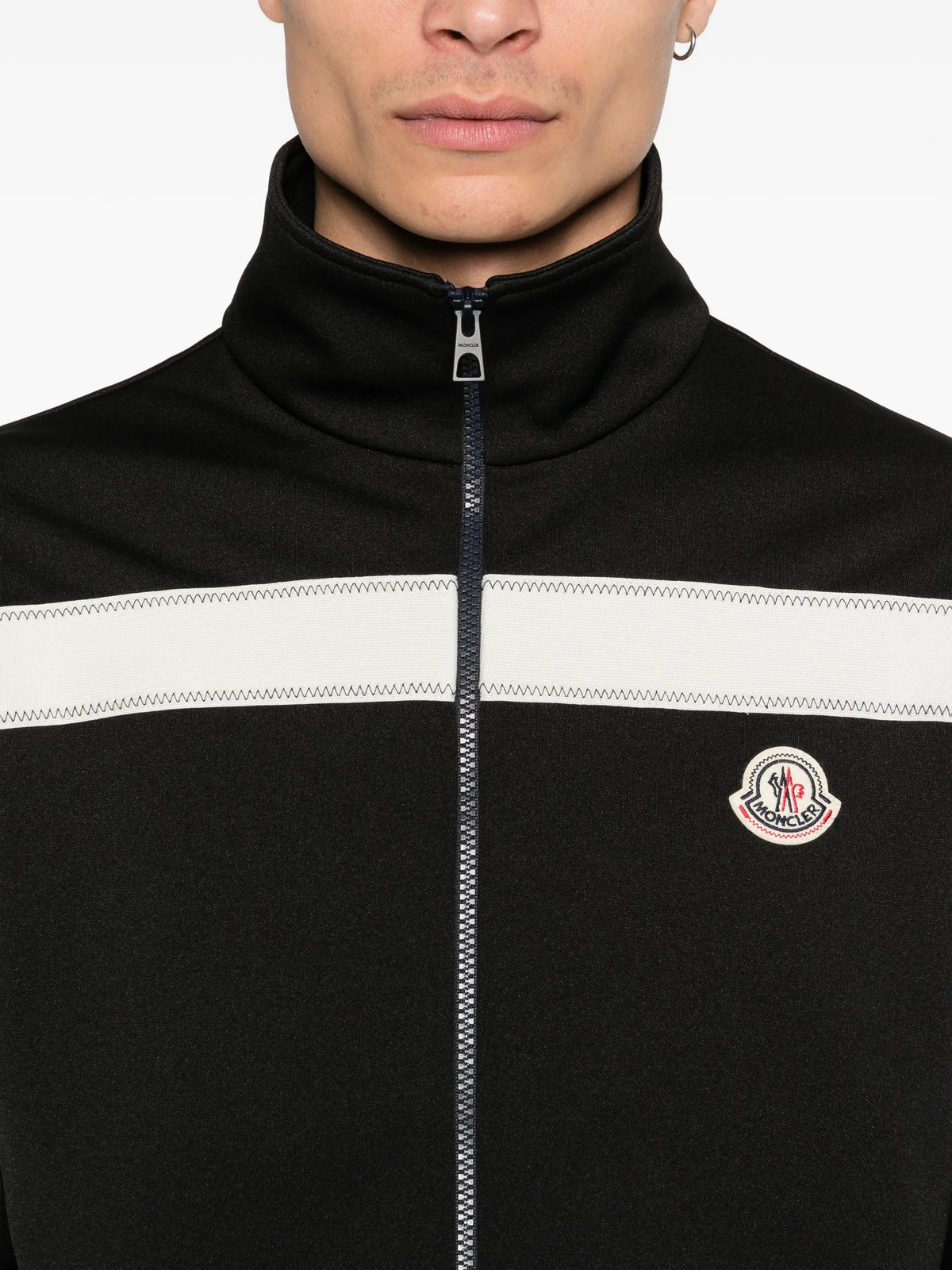 topstitched turtleneck zip-up sweatshirt