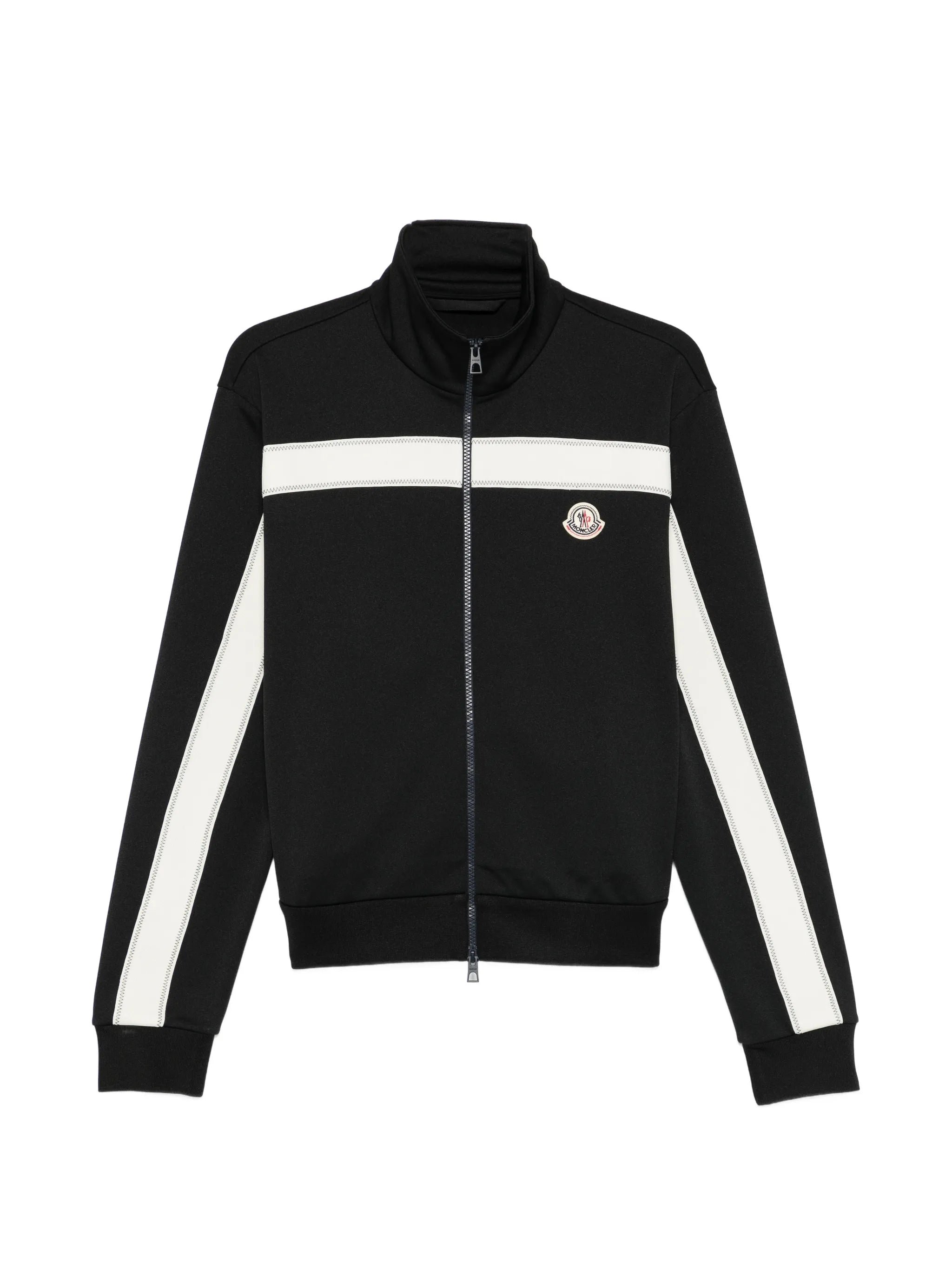 topstitched turtleneck zip-up sweatshirt