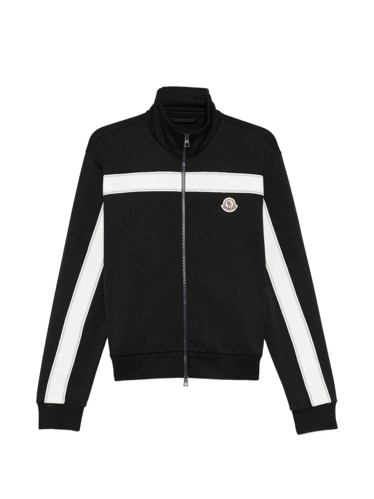 topstitched turtleneck zip-up sweatshirt