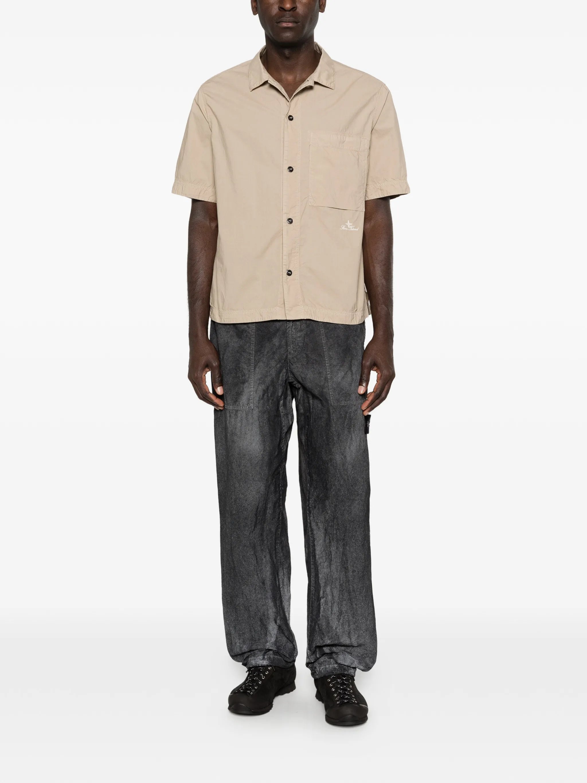 1100006 organic cotton Tela 'Paracadute' comfort-fit short-sleeve shirt with chest pocket