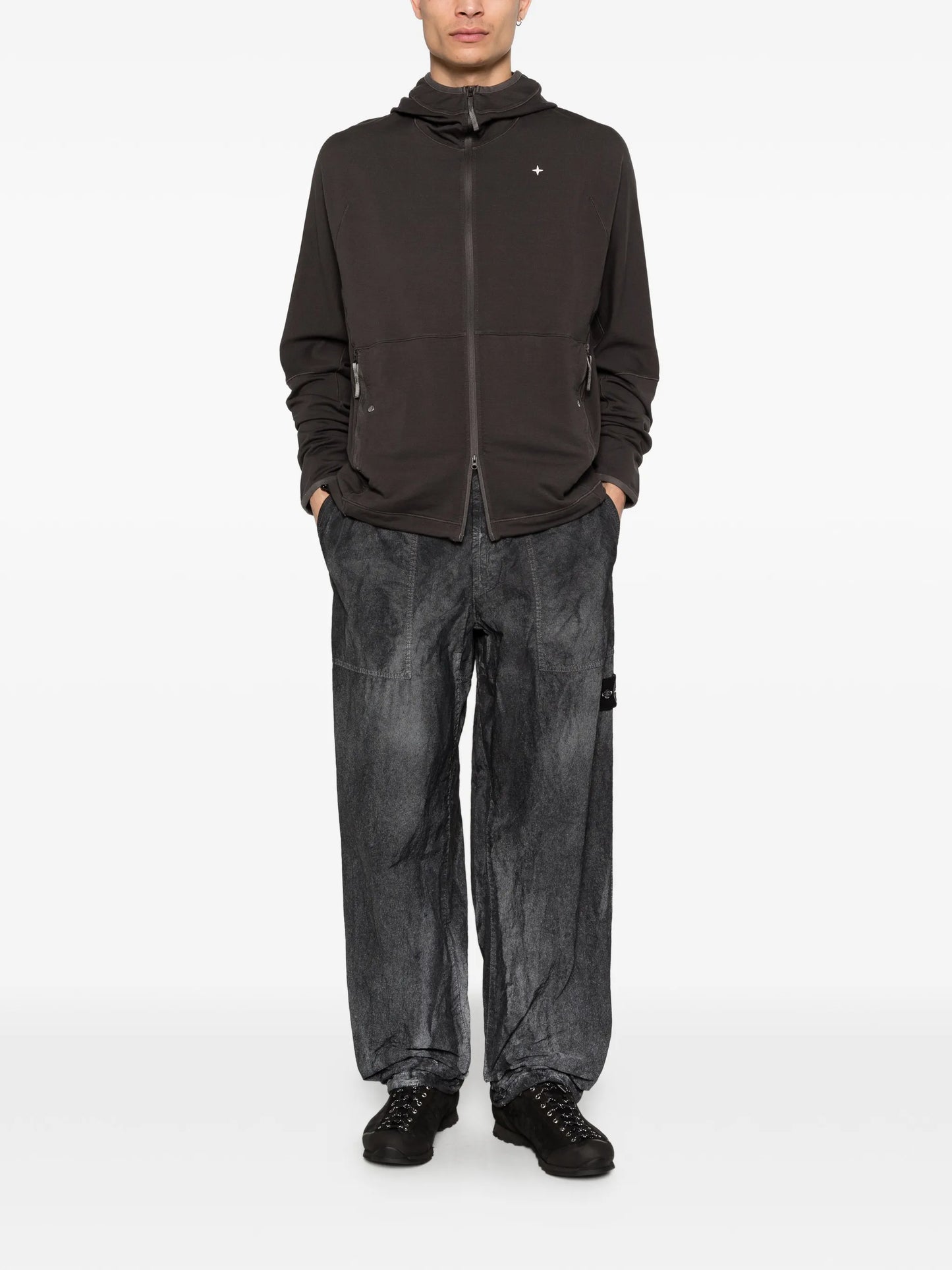 zip-up hooded sweatshirt