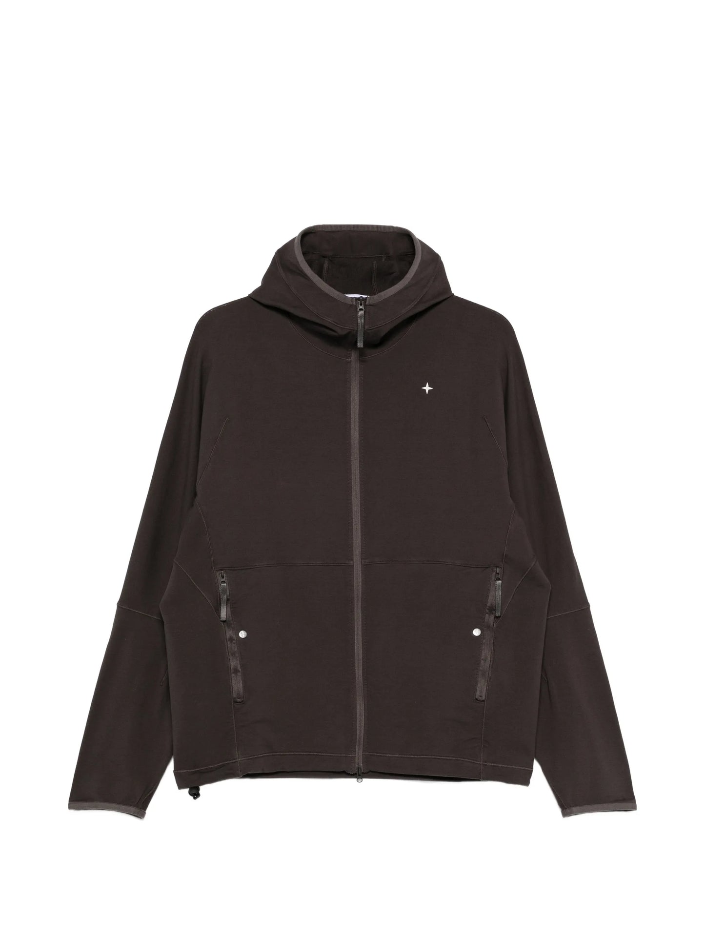 zip-up hooded sweatshirt