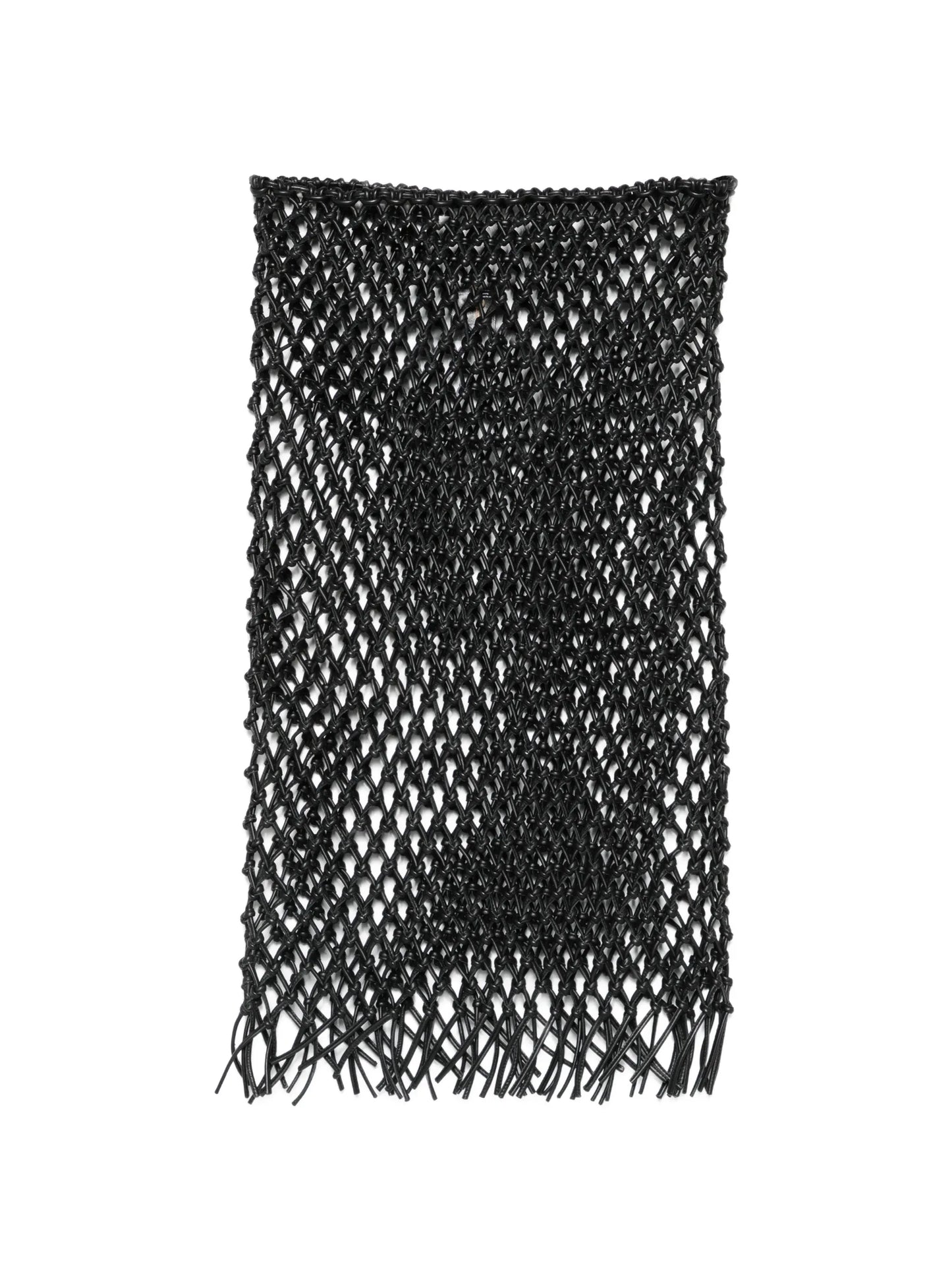 Nelaya macramé leather midi skirt